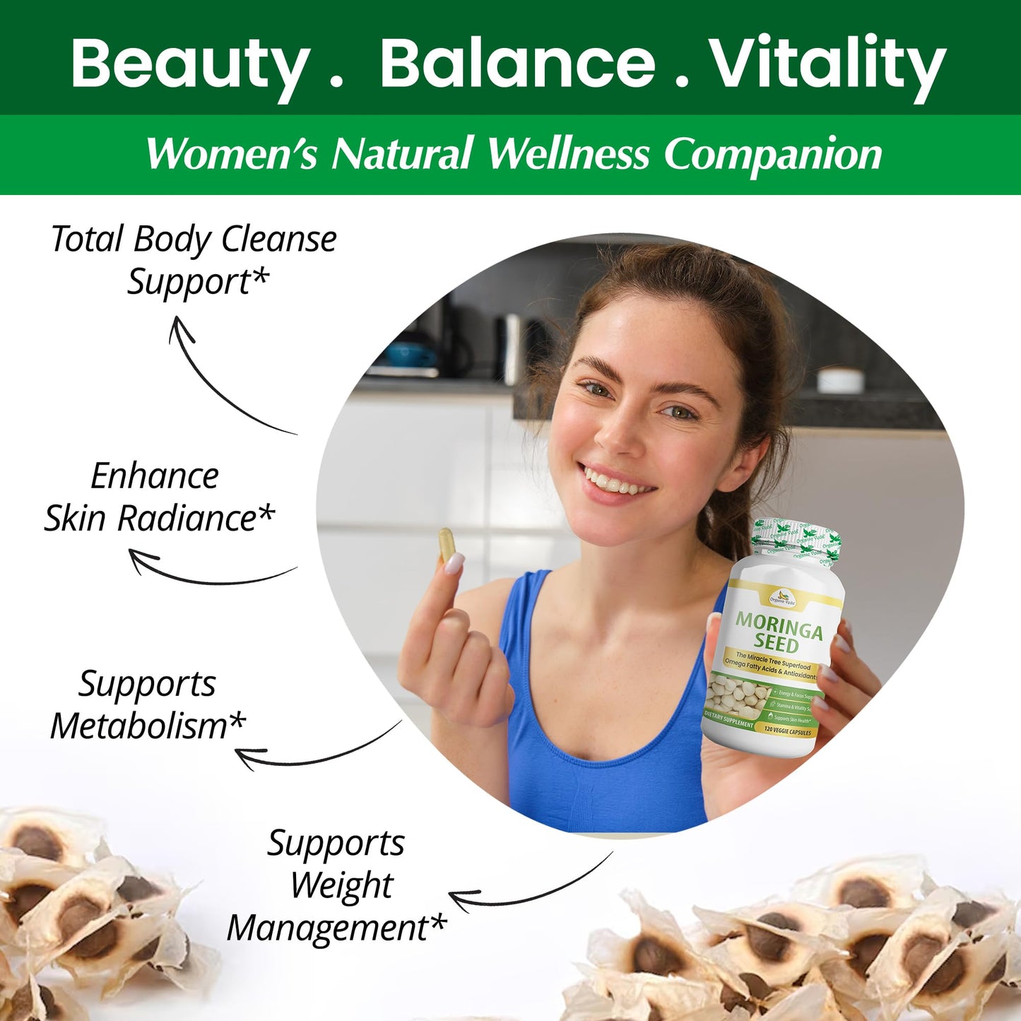 Organic Veda Moringa Seeds 120 Capsules