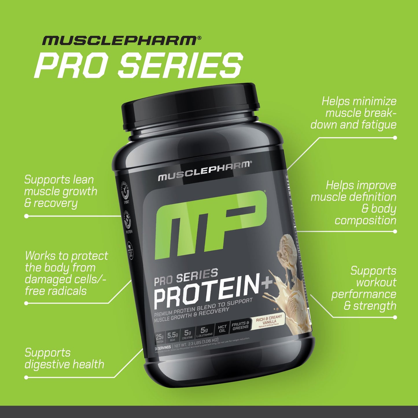 Muscle Pharm Pro Series Protein+ Creamy Vanilla Protein Powder 32 Servings