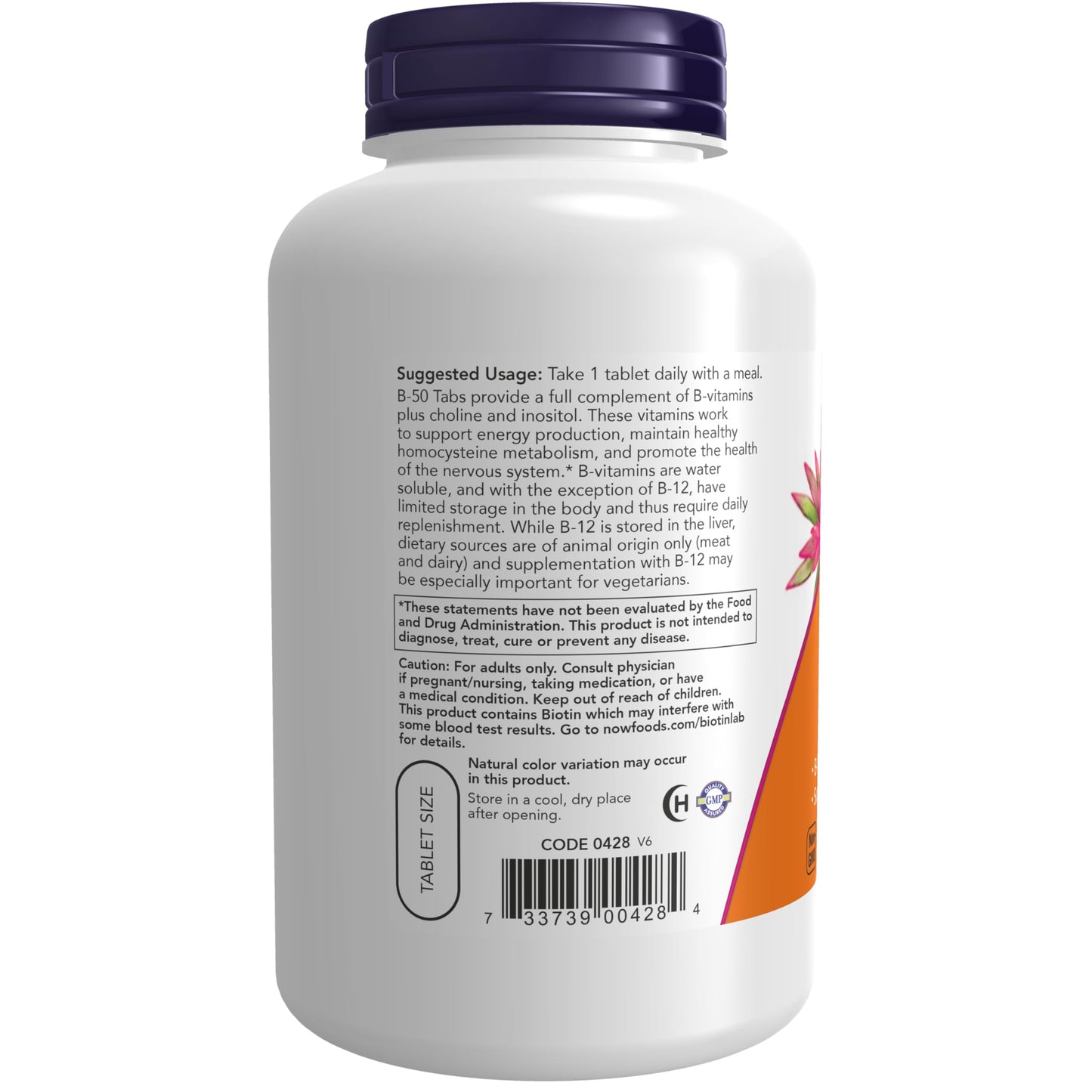 NOW Foods Vitamin B-50 mg Tablets, 250 Tablets