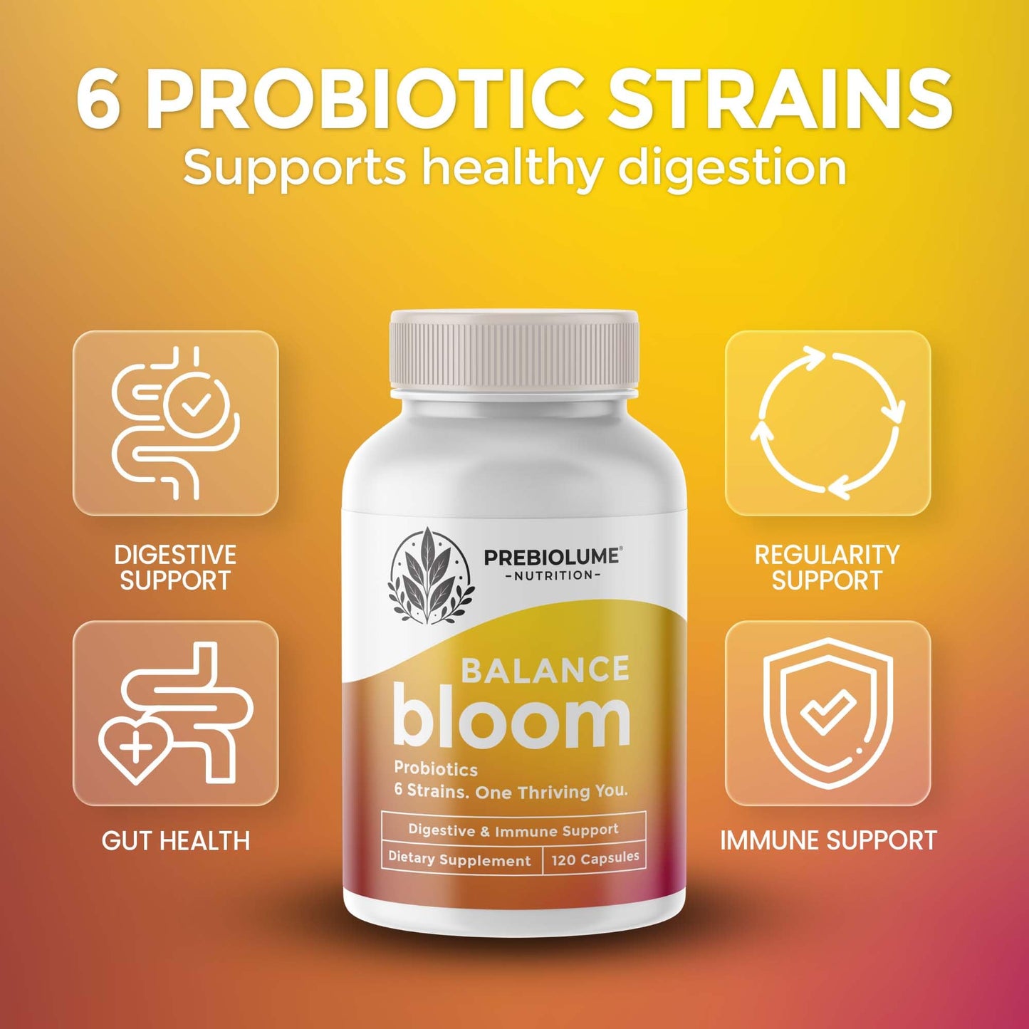 Prebiolume Prebiotics and Probiotics for Women & Men 120 Capsules