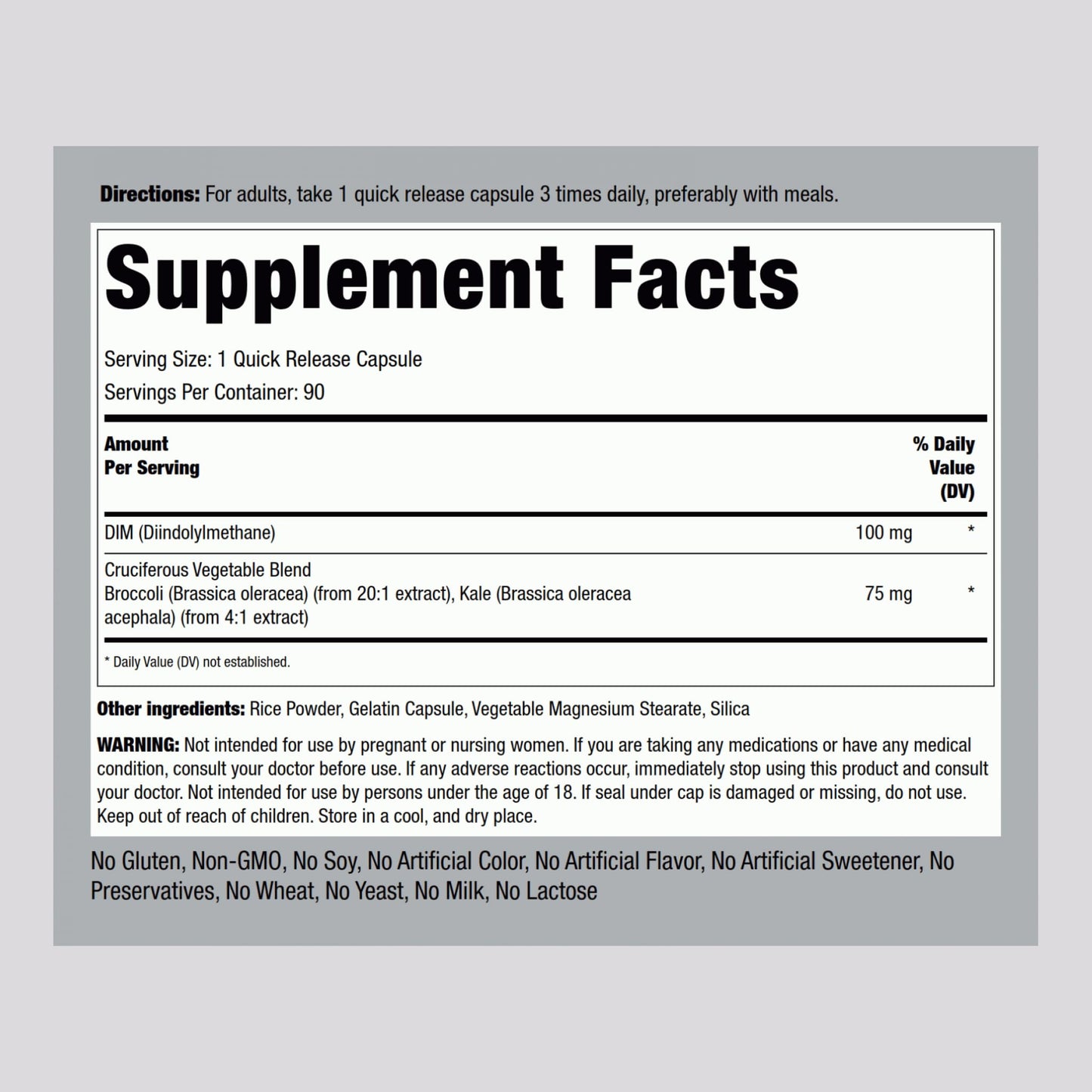 Piping Rock DIM Complex 100 mg Capsule, 90 Capsules