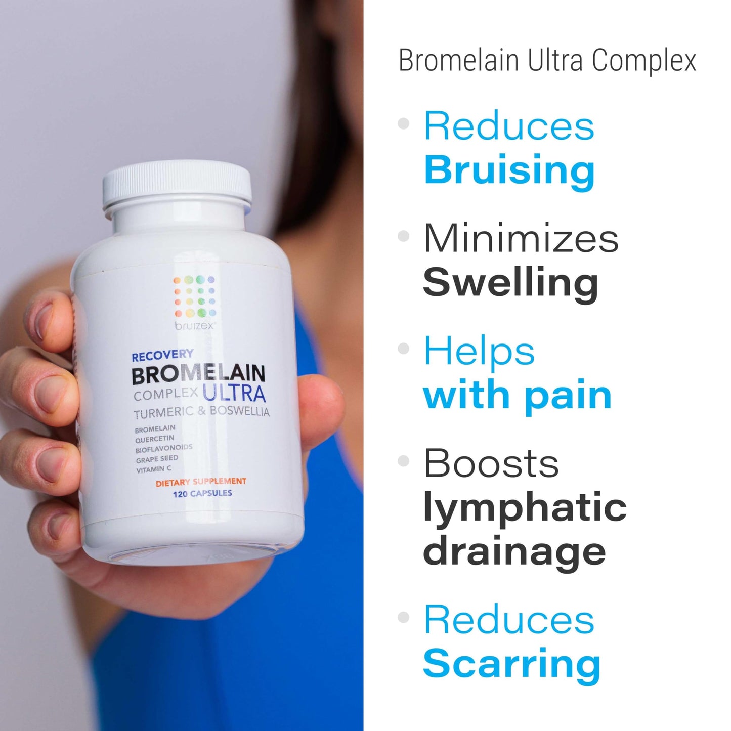 Bruizex Ultra Bromelain and Quercetin Bruising Relief Supplement, 120 Capsules