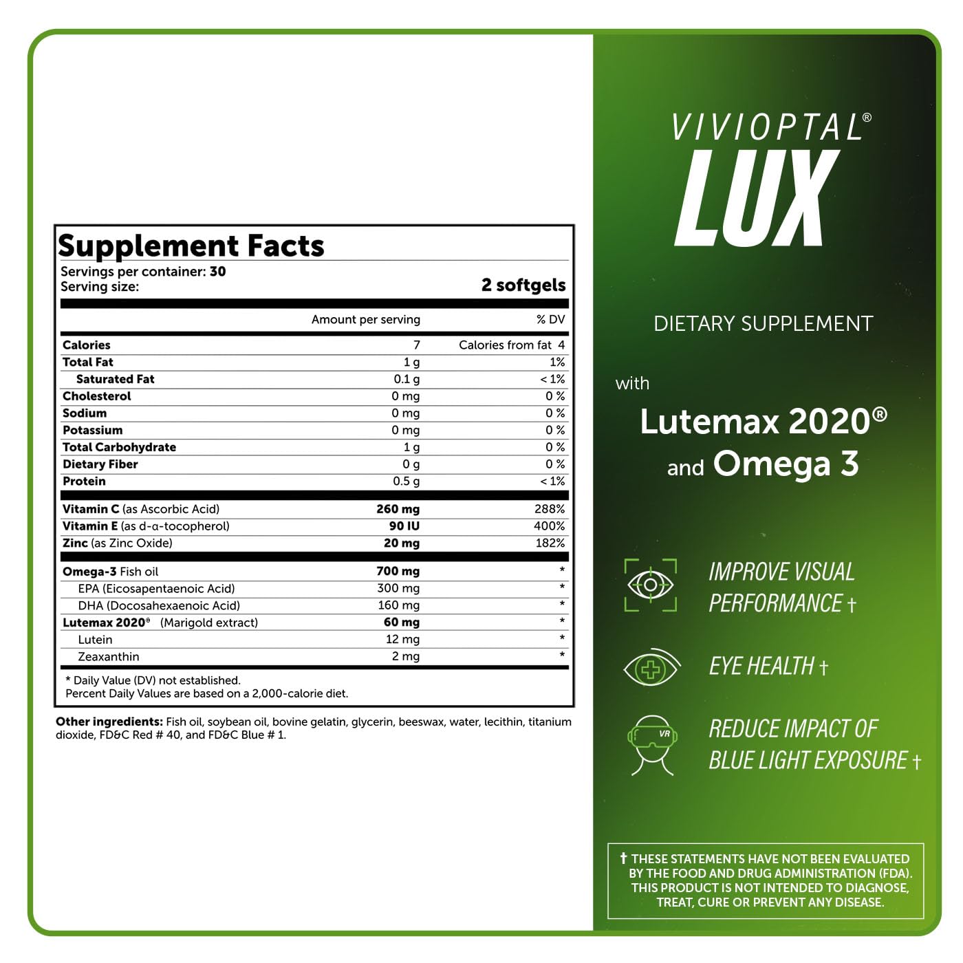 Vivioptal Vitamins Lux Softgels, 60-Count
