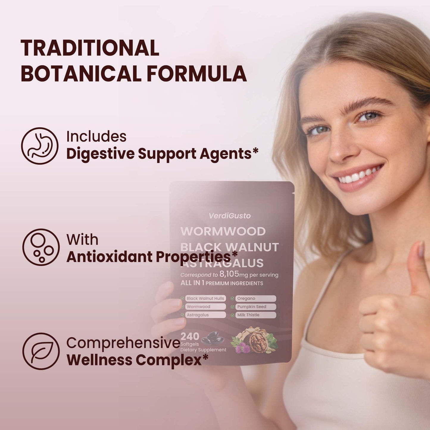 VerdiGusto Wormwood Black Walnut 240 Softgels