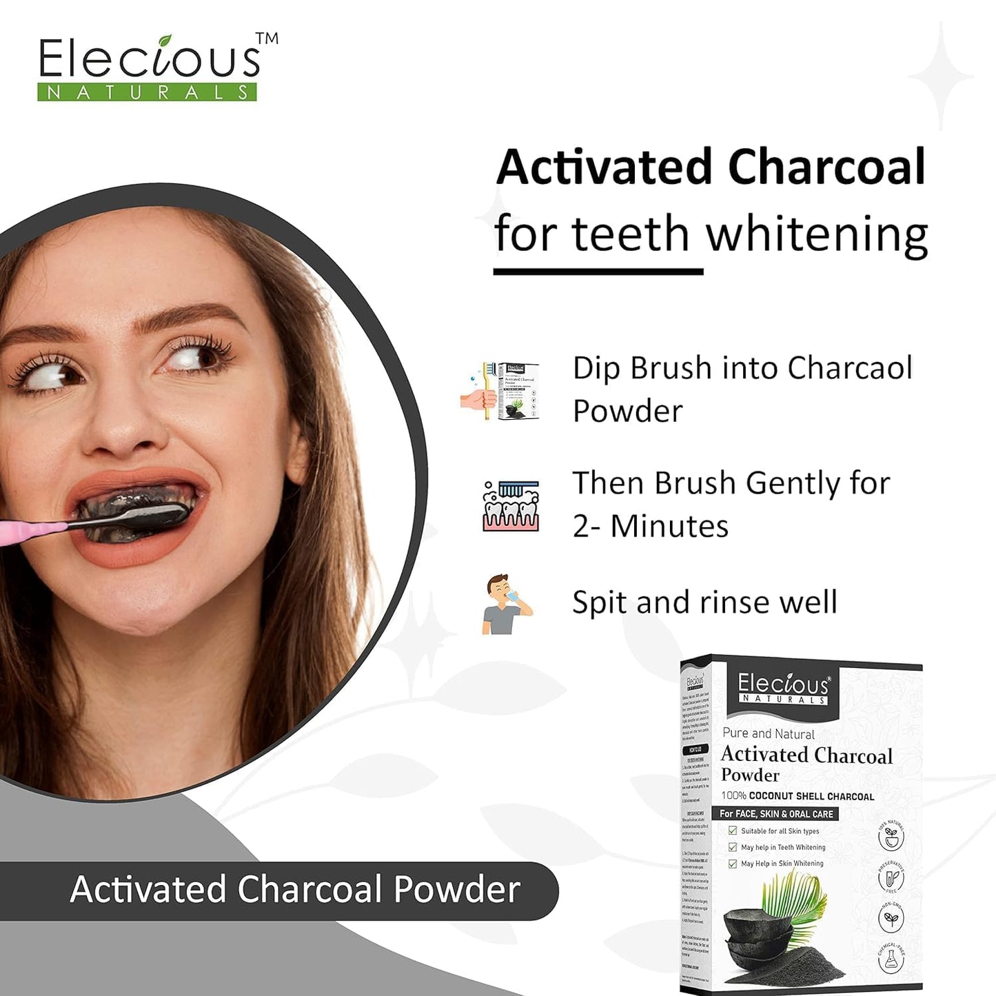 Elecious Naturals Activated Charcoal Powder 7.05 Ounce
