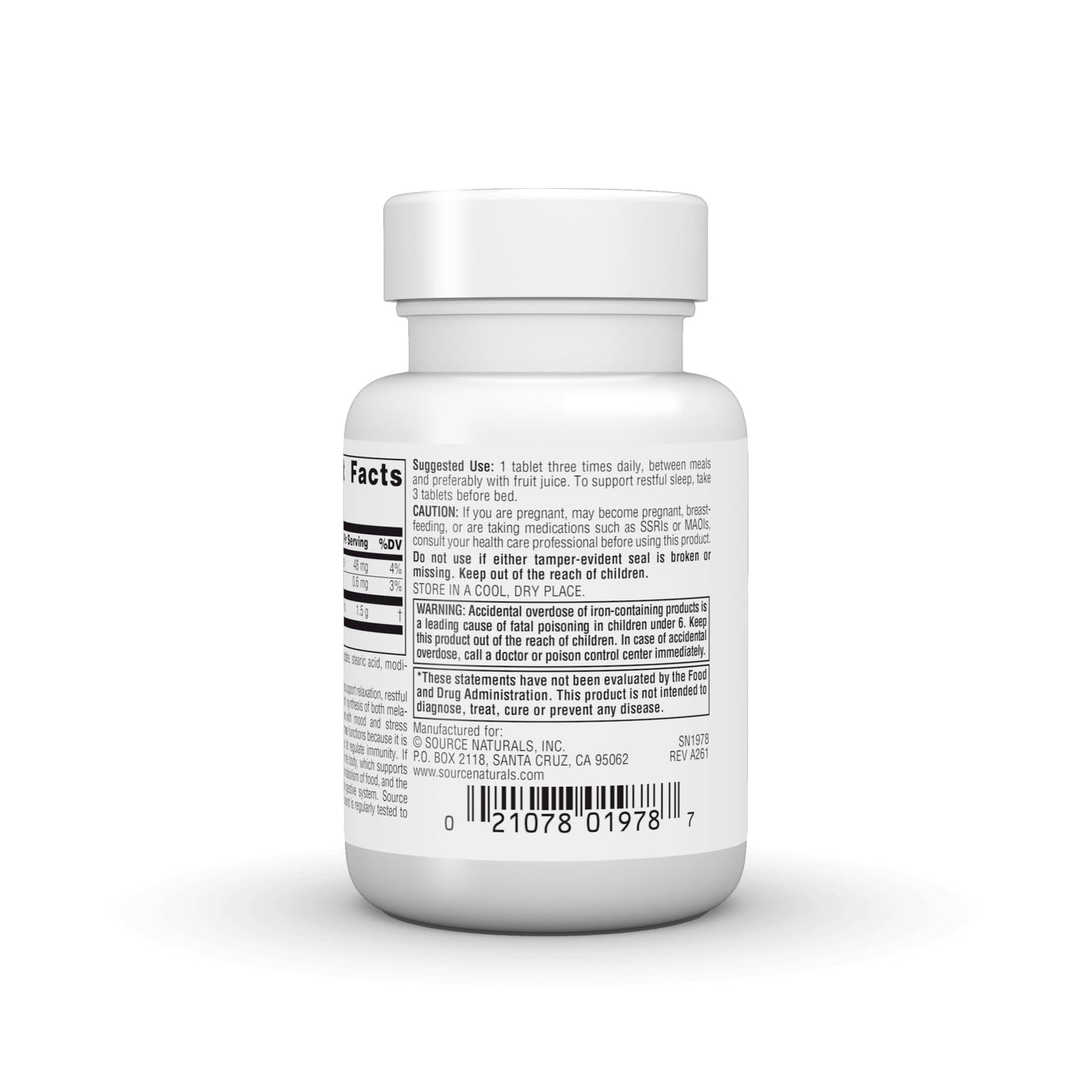 Source Naturals L-Tryptophan for Mood, Relaxation, and Sleep* 500mg, 30 Tablets