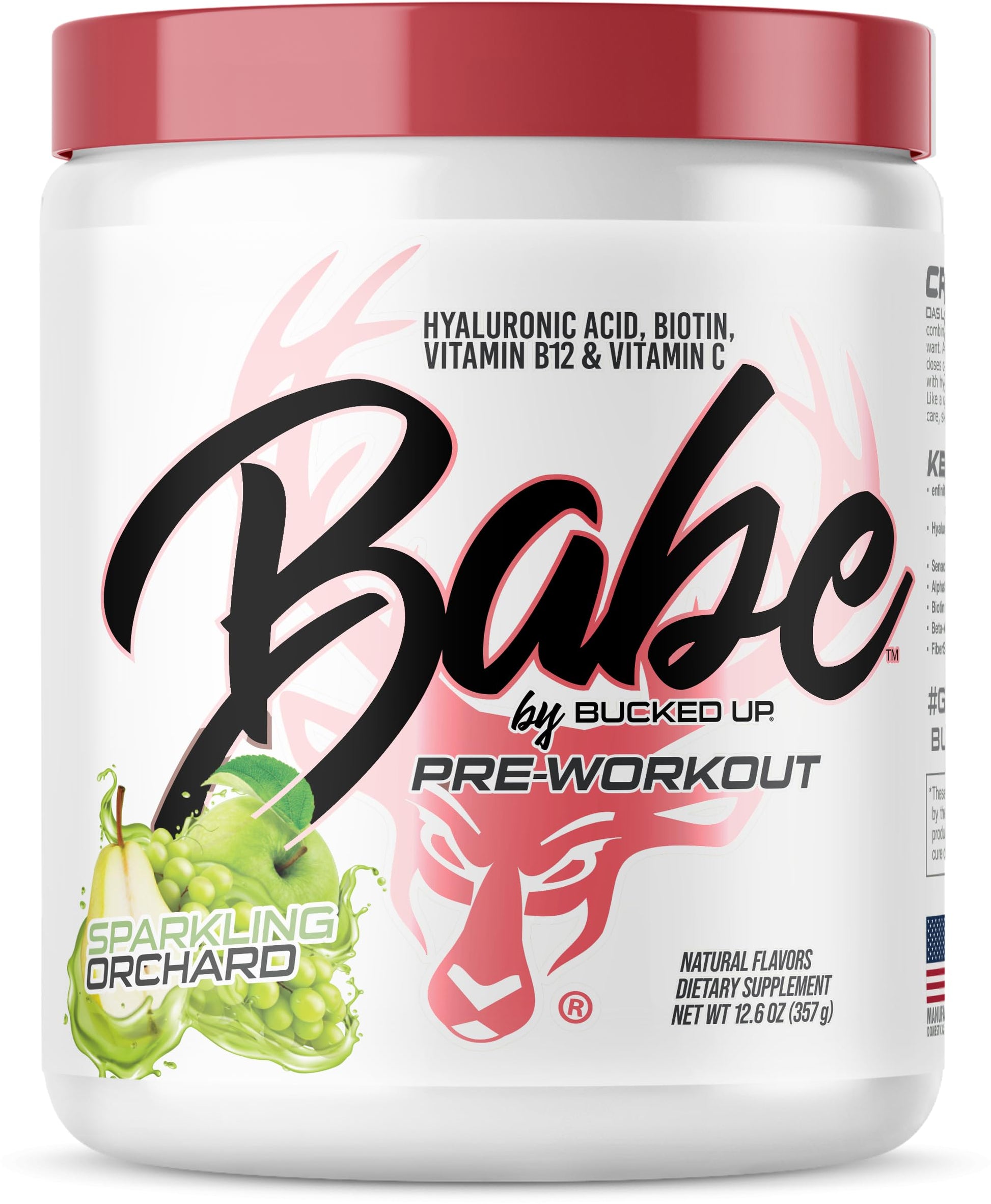 Bucked Up Babe Pre Workout Powder for Women, Sparkling Orchard, 13.9 oz