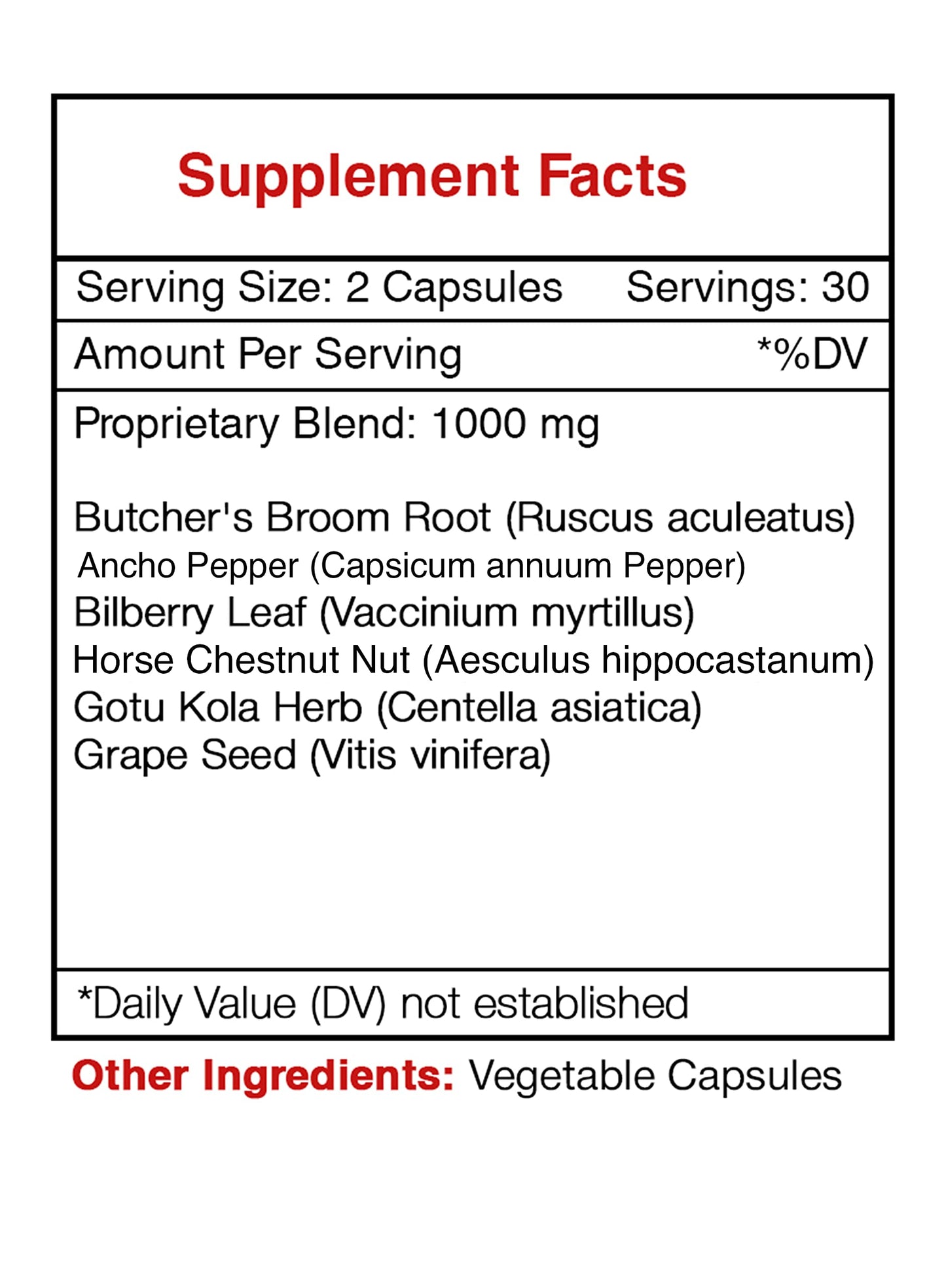 Secrets of the Tribe Varicose Vein, Healthy Legs Support, Herbal Supplement Blend Capsules 60