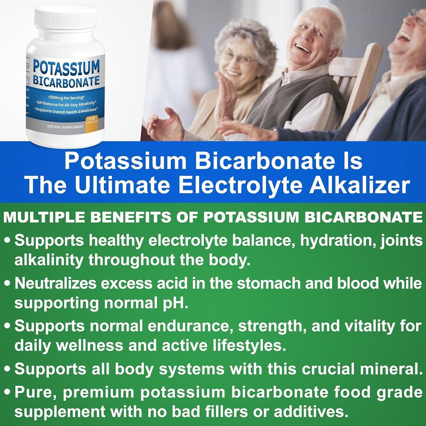 Kidney Restore Potassium Bicarbonate Supplement Capsules, 240 Capsules