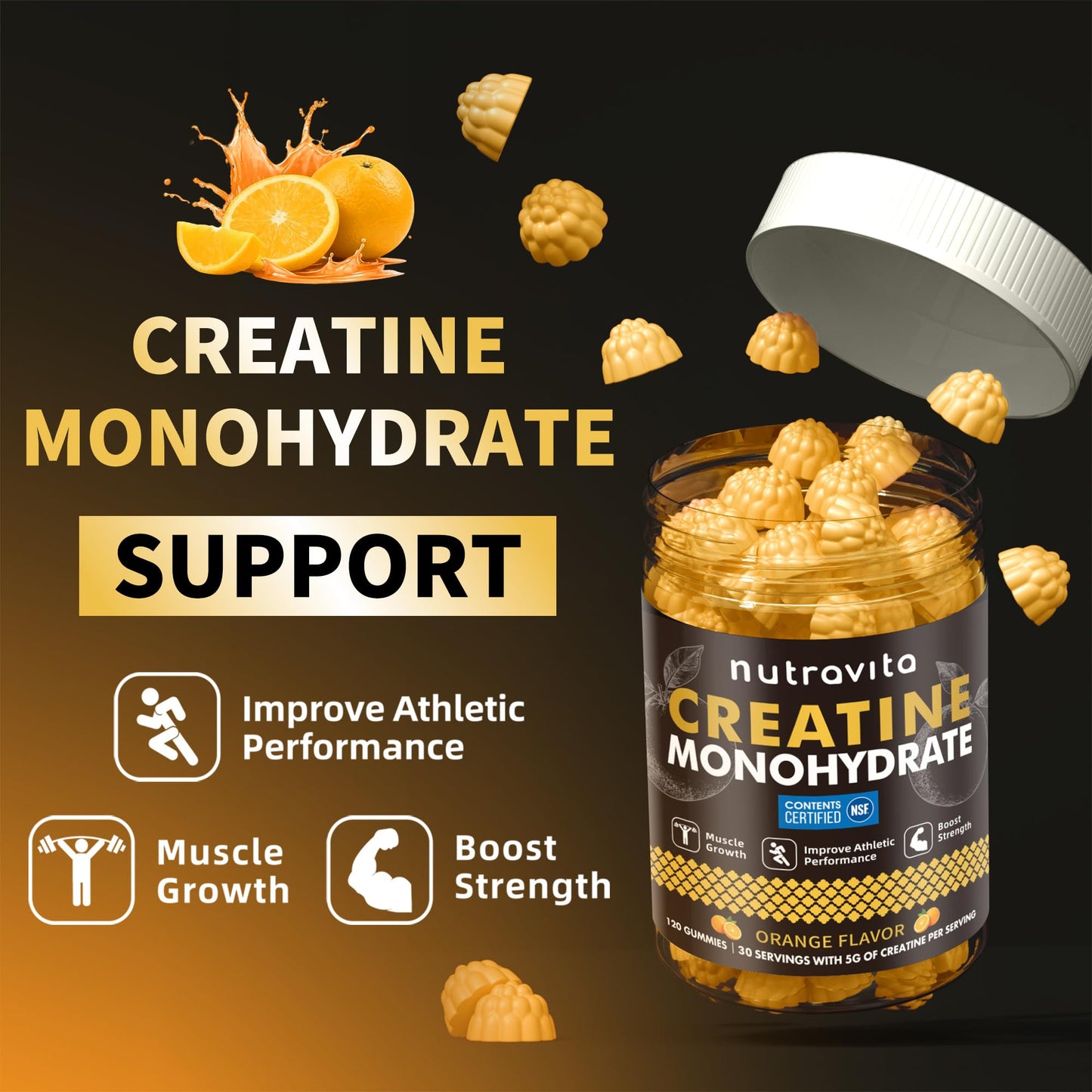 Nutravita Creatine Monohydrate Gummies 120 Count