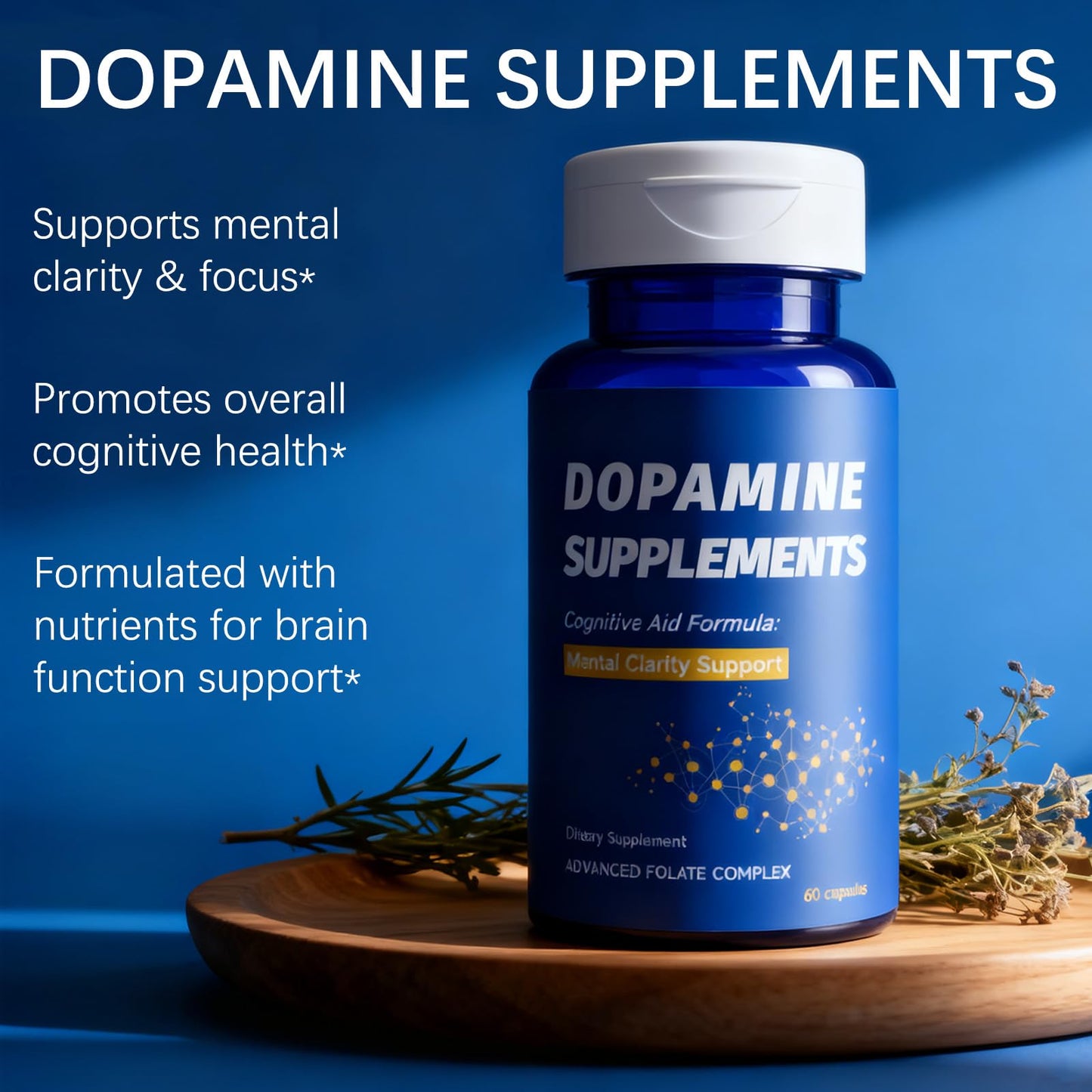 CellJuvMax Dopamine Brain Food Supplement - Enhanced Focus & Mental Clarity, Brain Energy & Neurotransmitter Support, 60 Capsules