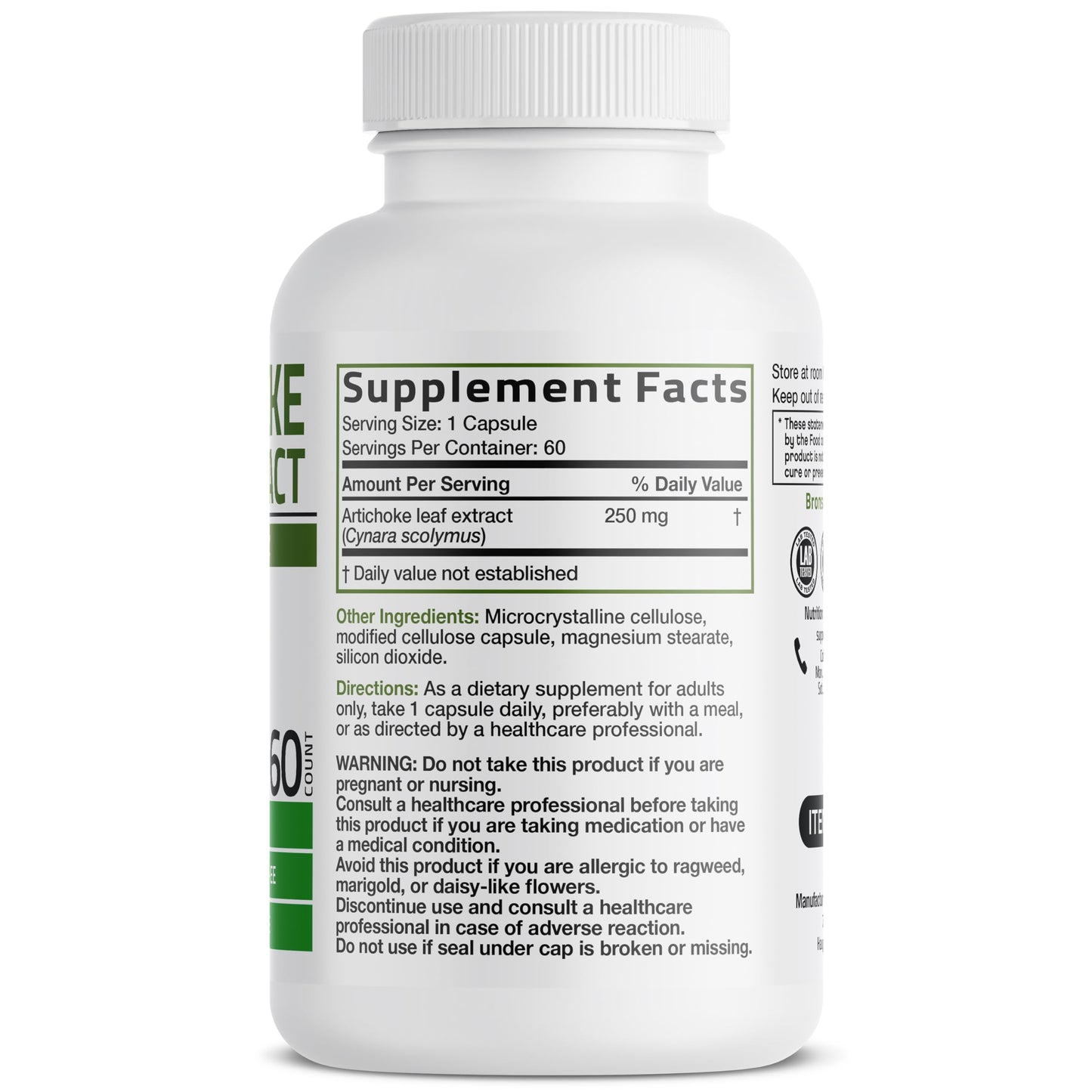 Bronson Artichoke Leaf Extra Strength 60 Capsules