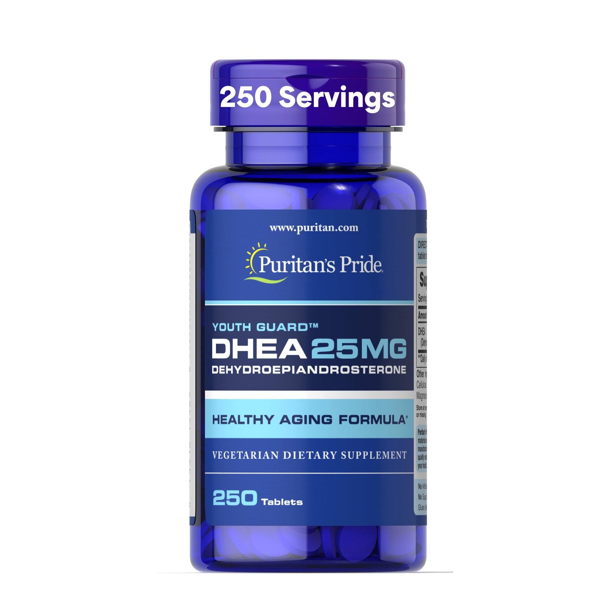 Puritan's Pride Youth Guard DHEA for Women and Men 25 mg, 250 Tablets