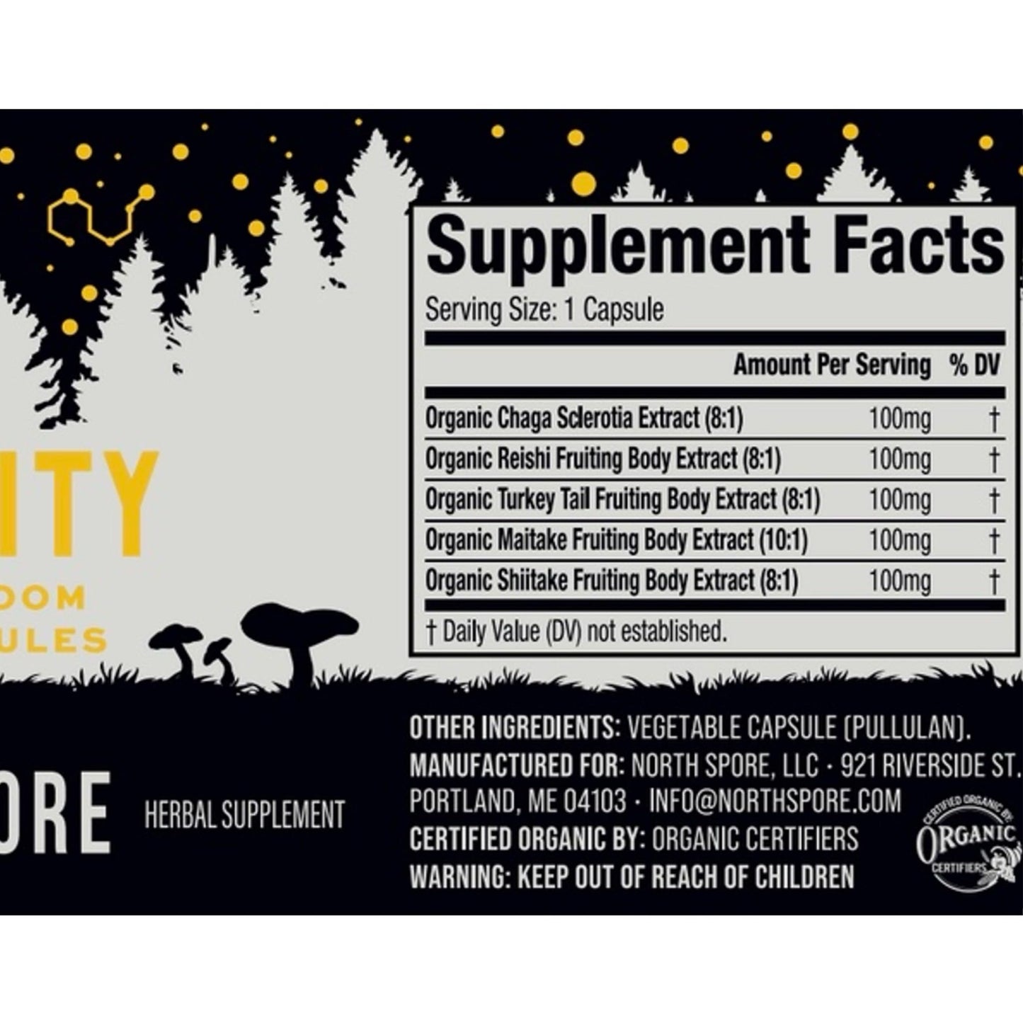 North Spore Immunity Mushroom Supplement Capsules 60 Count