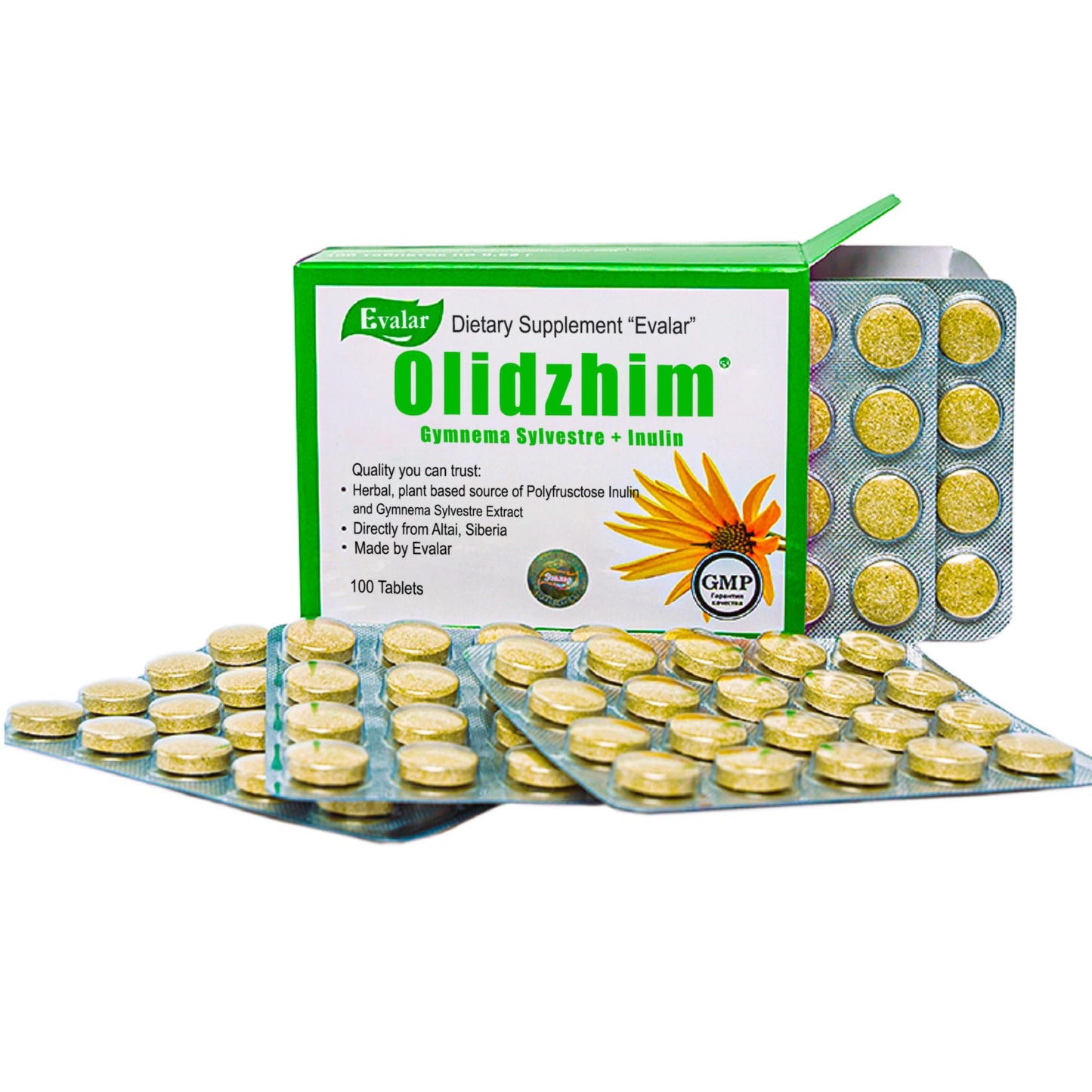Evalar Gymnema Sylvestre Inulin Olidzhim Herb Tablets, 100 Count
