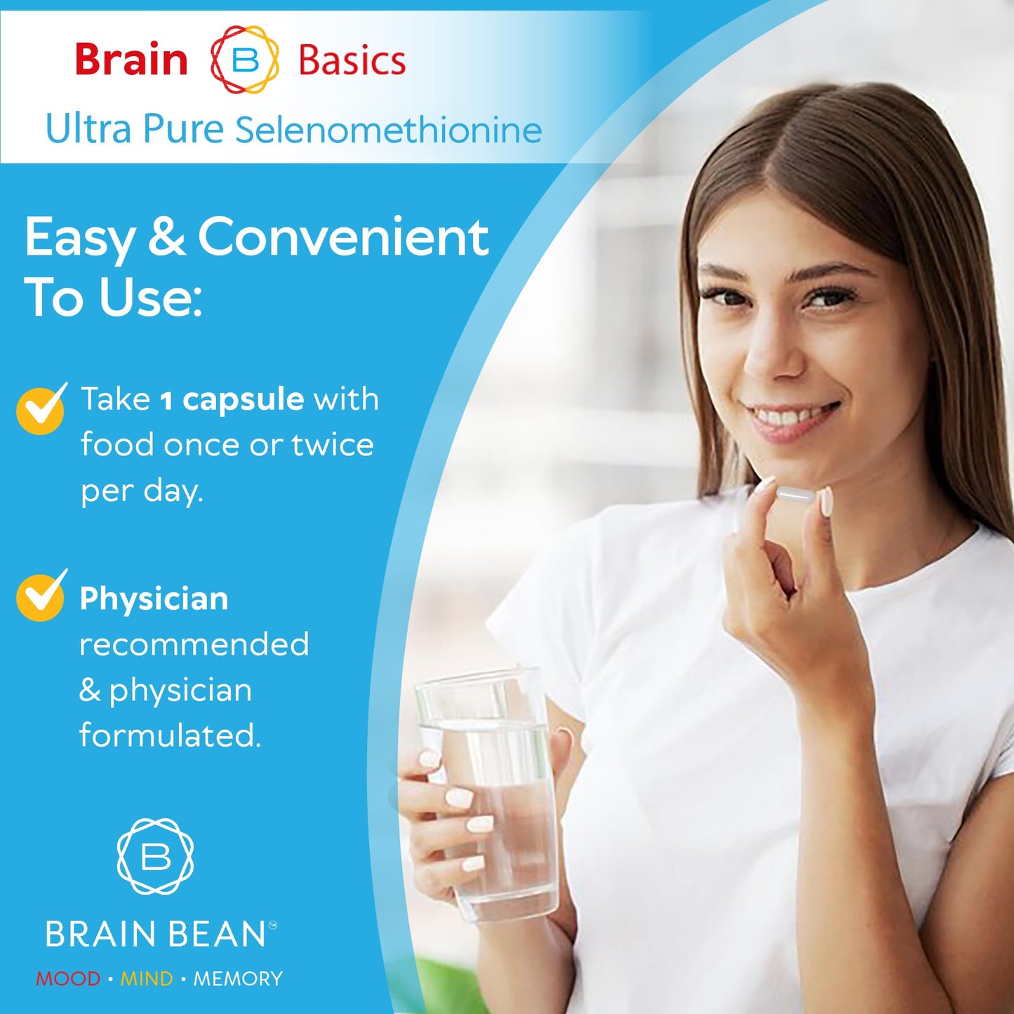 Brain Bean Brain Basics Ultra-Pure Selenomethionine Capsule 90 Count