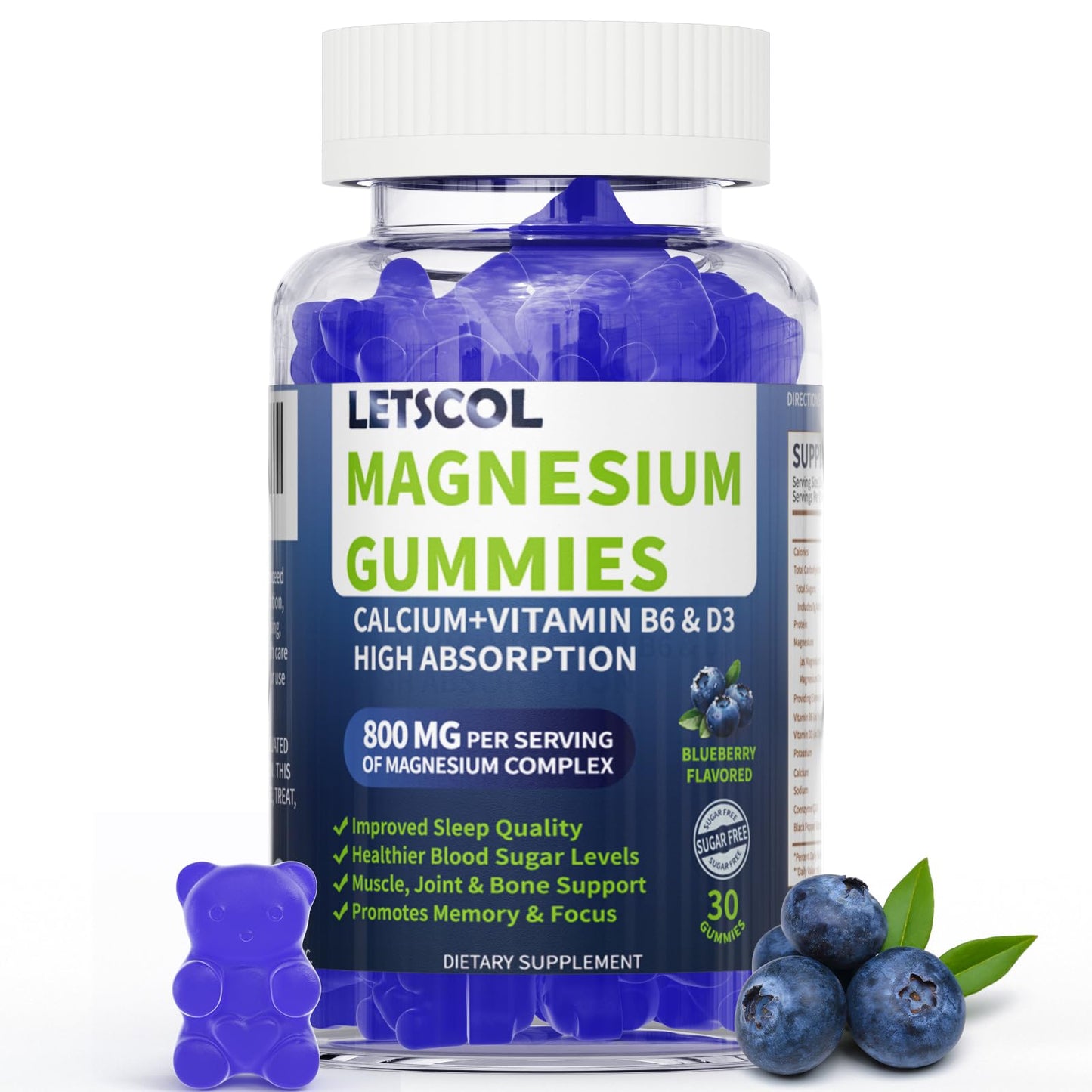 LETSCOL Magnesium Glycinate Gummies 30 Count