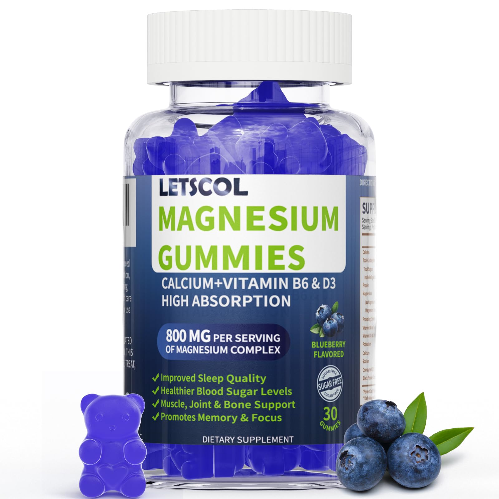 LETSCOL Magnesium Glycinate Gummies 30 Count