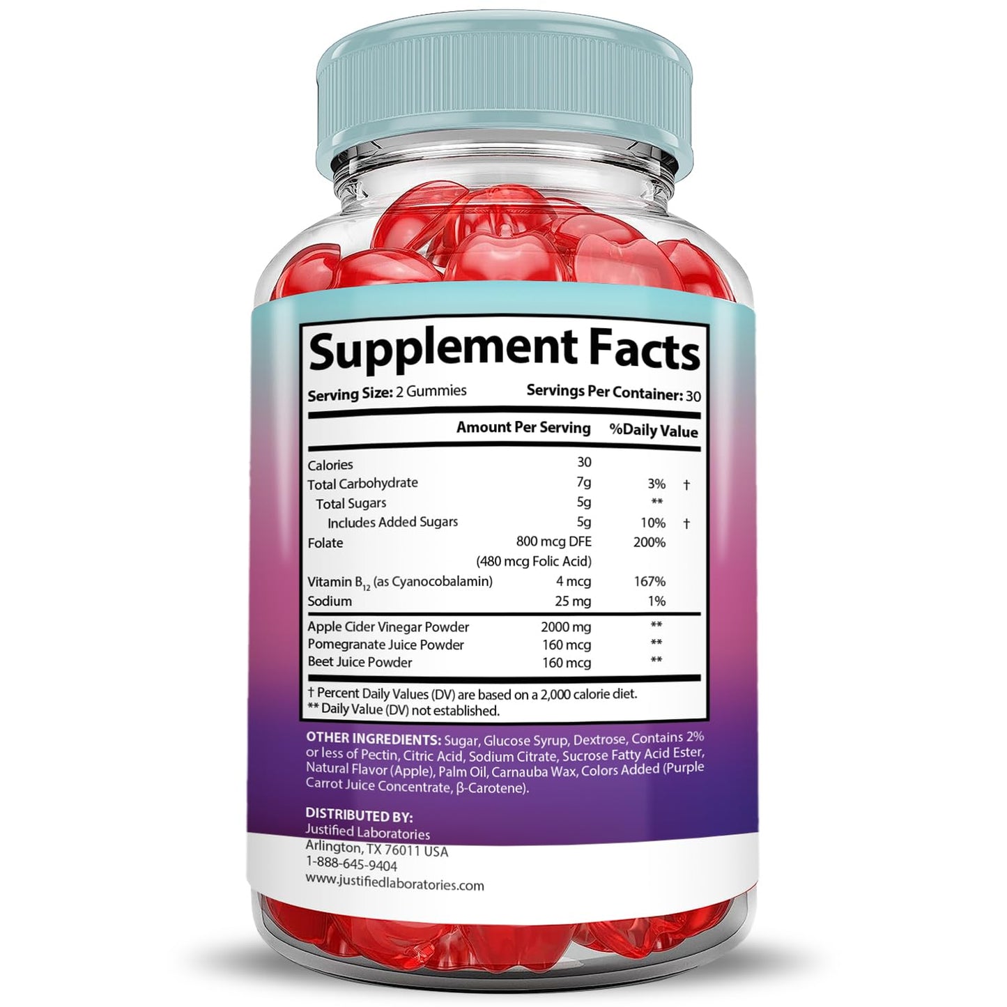 Justified Laboratories Ultra Prime Keto ACV Gummies Apple Cider Vinegar, 300 Gummies