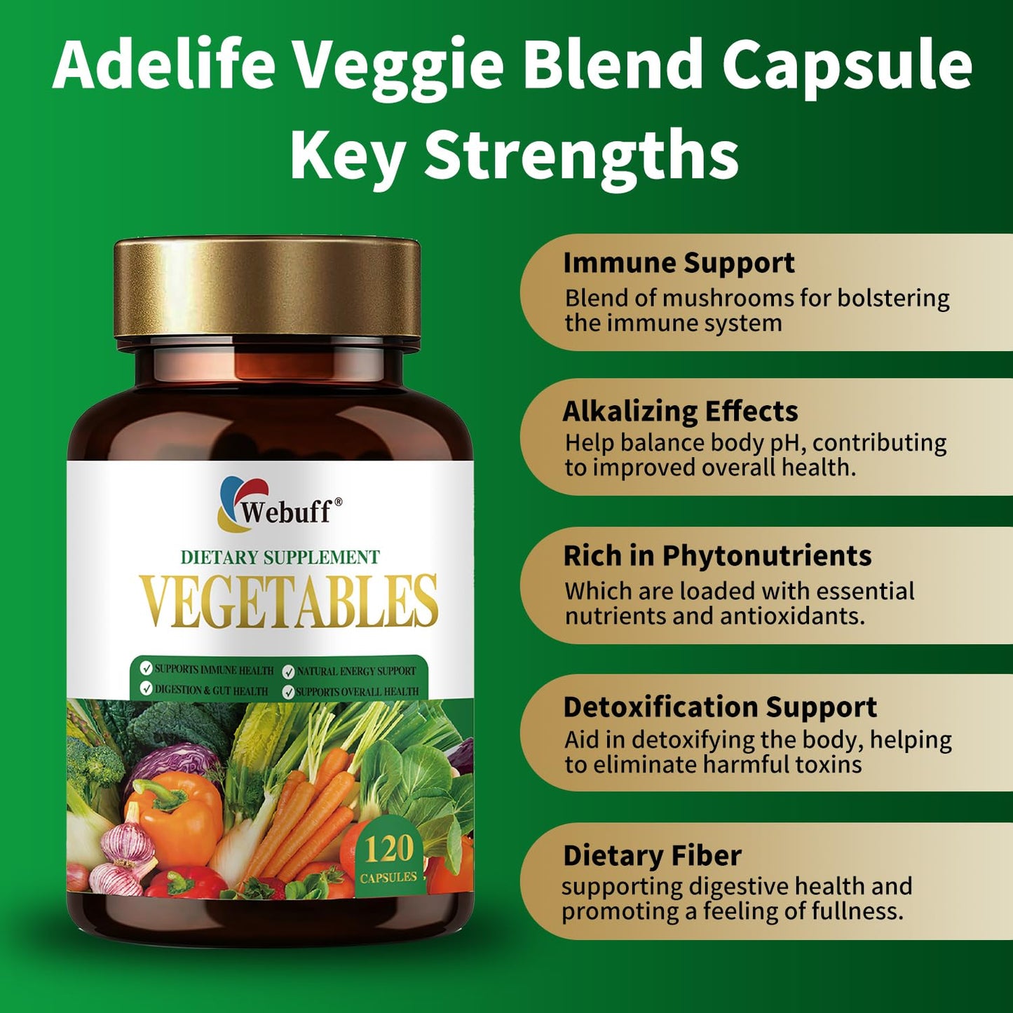 Webuff Fruits & Veggies Supplements Whole Fruit and Vegetable Capsules 120 Capsules