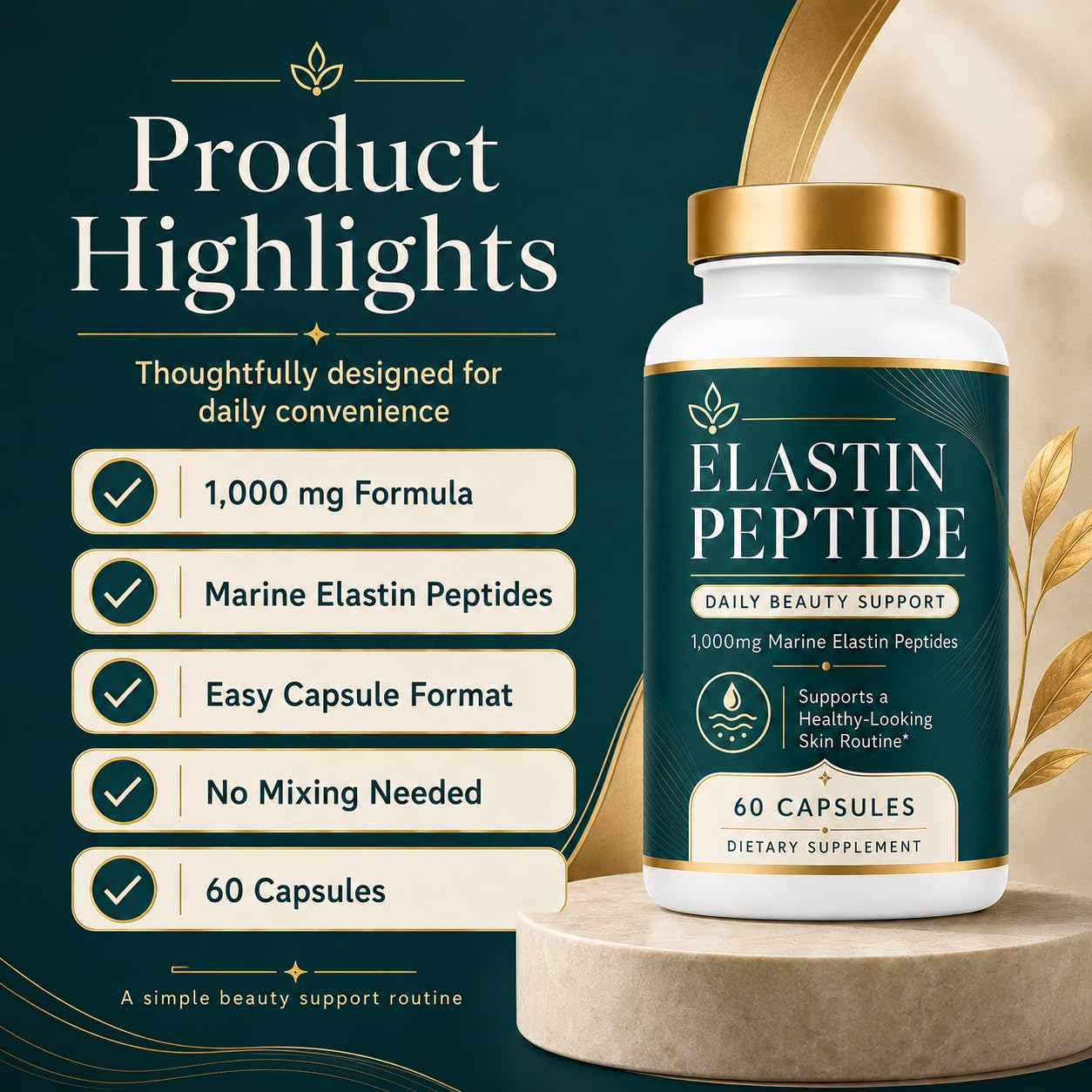 Kuri Nuka Elastin Peptides Daily Beauty Support Capsules 60