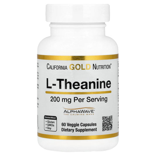 California Gold Nutrition L-Theanine Featuring AlphaWave 200 mg Veggie Capsules 60 Count