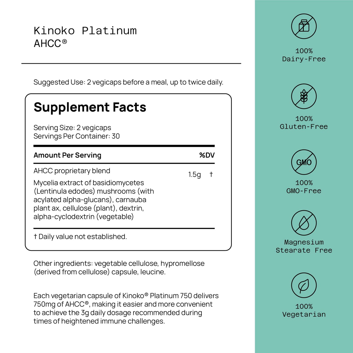 Quality of Life Kinoko Platinum AHCC Mushroom Extract and Oligoderm with Oligonol Lychee Extract Powder, 2