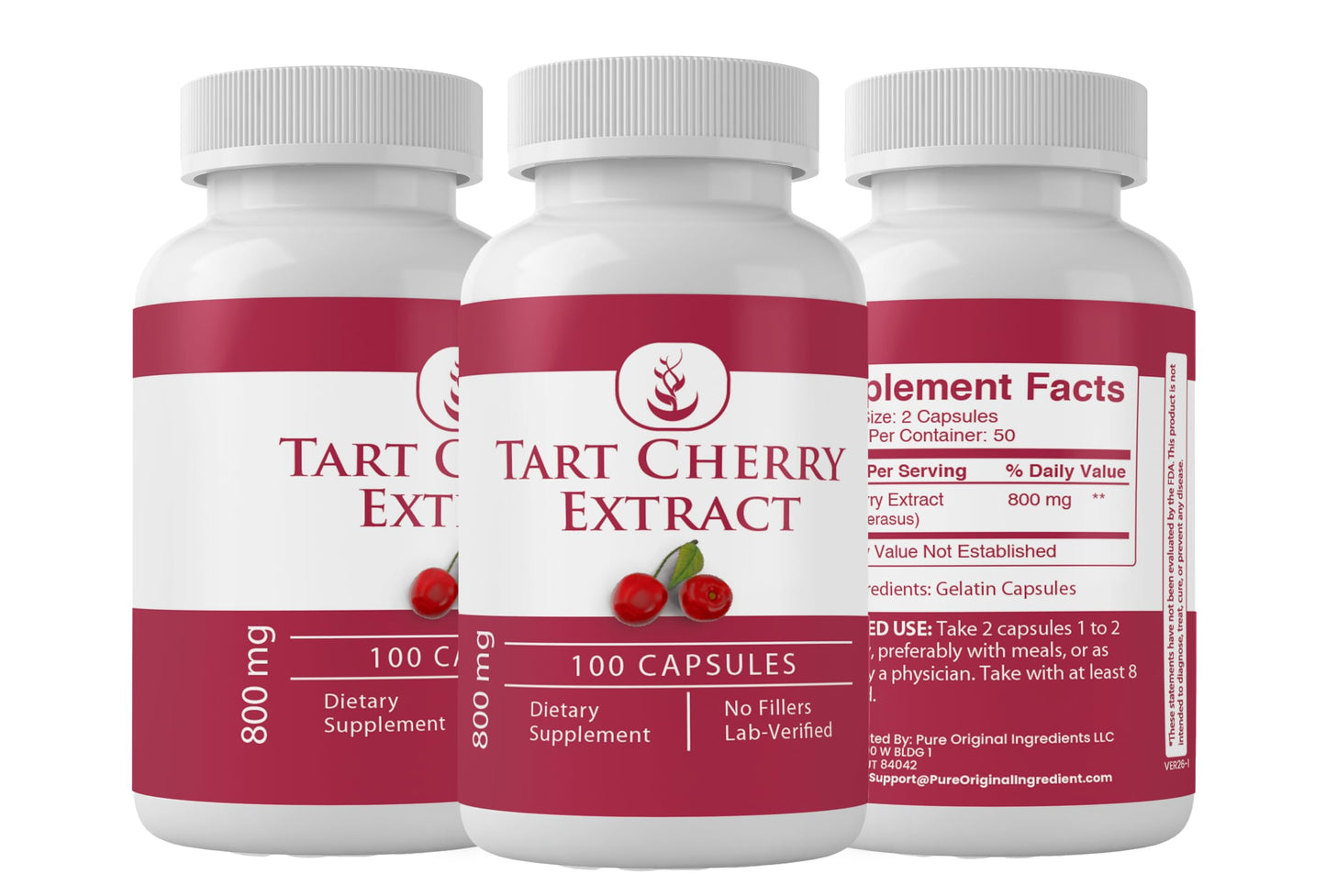 PURE ORIGINAL INGREDIENTS Tart Cherry Extract Capsule 100 Count