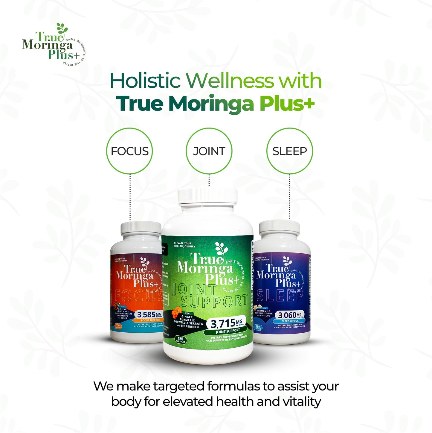 True Moringa Plus+ Sleep Support Supplement 10:1 Extract Capsules, 150 Count