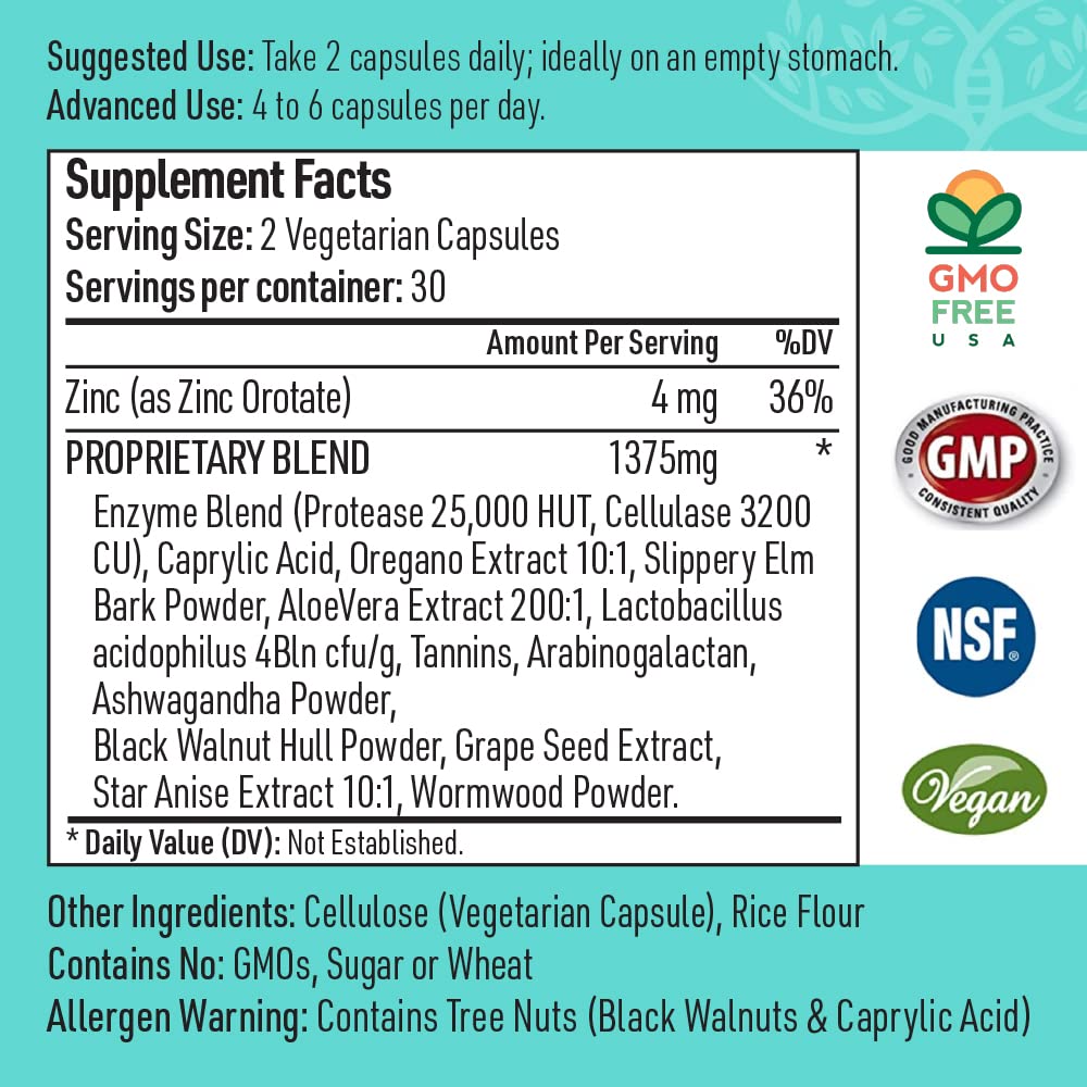 Liver Medic Candida Complex Digestive Enzymes Probiotic Cleanse Supplement Capsules, 120 Capsules