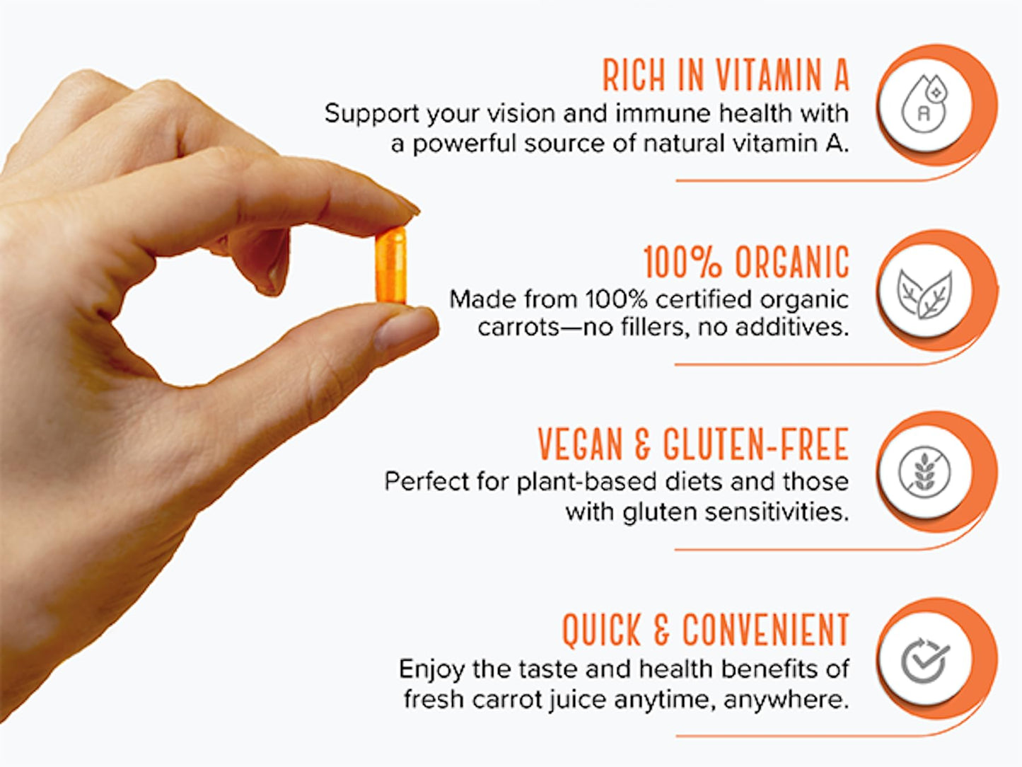 Strong Organics Organic Carrot Juice Powder USA Grown Eye & Skin Health Capsules 120