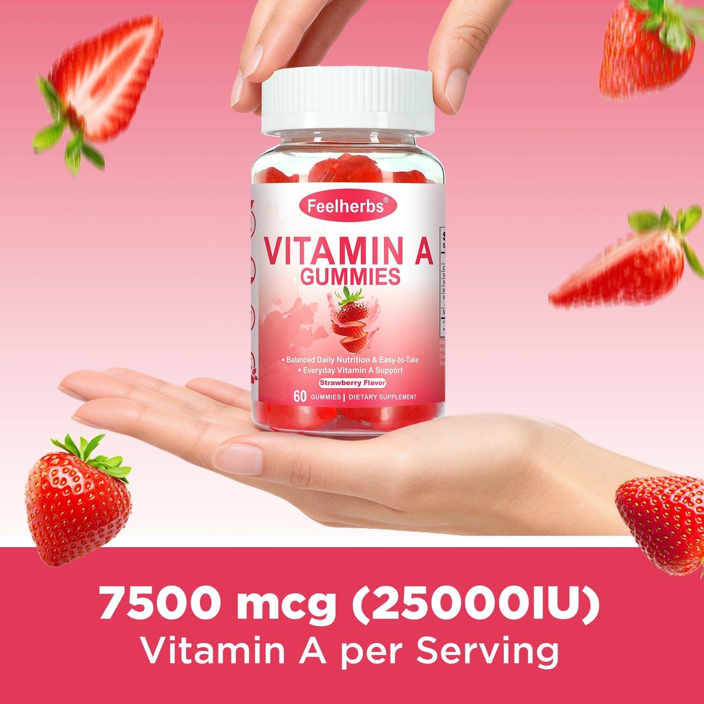 Feelherbs Vitamin A 25000 IU Gummies, 60 Count