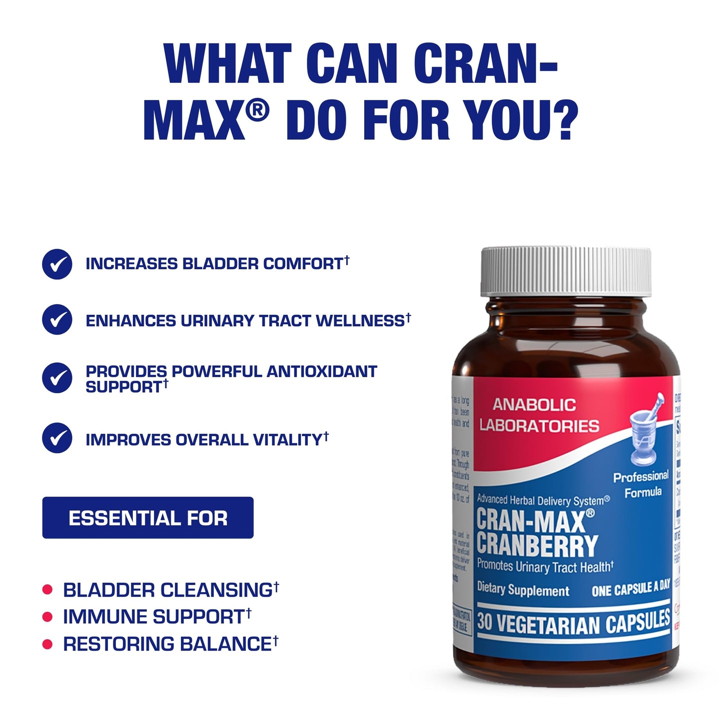 Anabolic Laboratories Cranberry Tablets for Women Urinary Tract Health Cran-Max Cranberry Extract, 30 Tablets