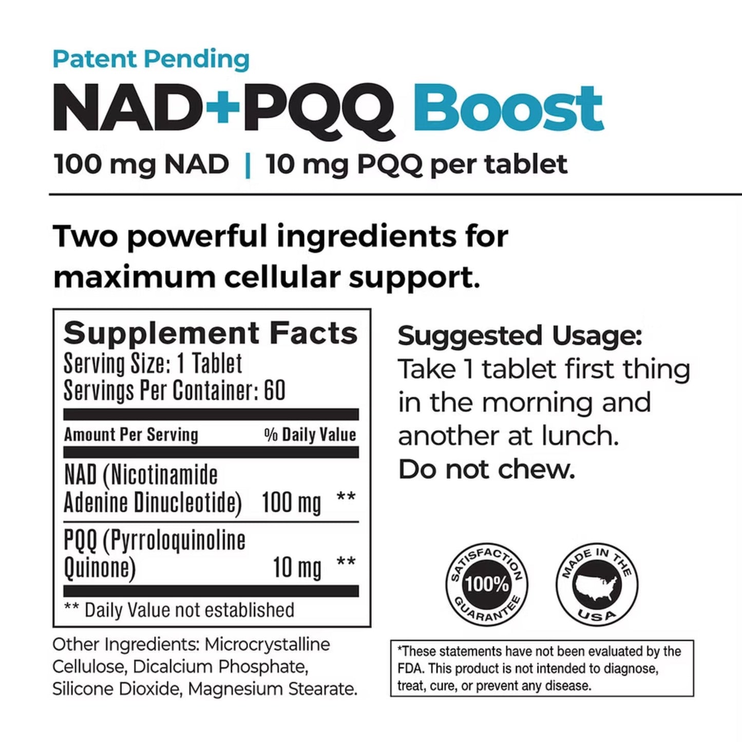 Best 365 Labs NADPQQ Boost NAD+ Supplement with PQQ for Mitochondria Tablet, 60 Count