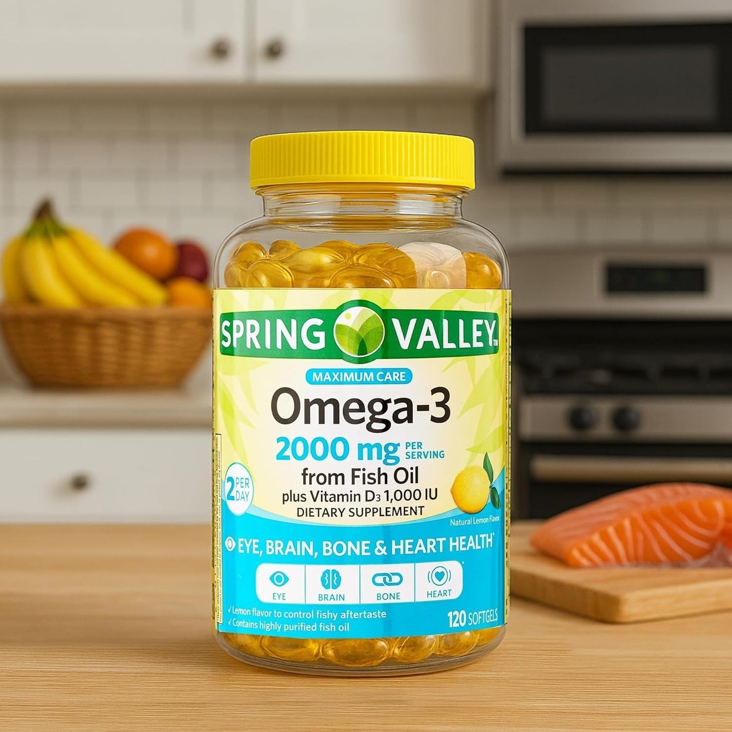 BASKETGOODS Omega-3 Fish Oil 2000 mg Softgels, 120 Count
