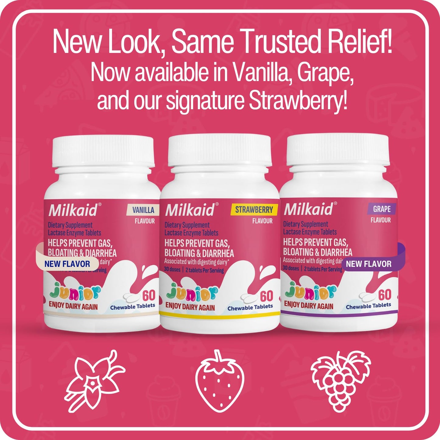 Milkaid Junior Lactase Enzyme Chewable Tablets 60 Tablets