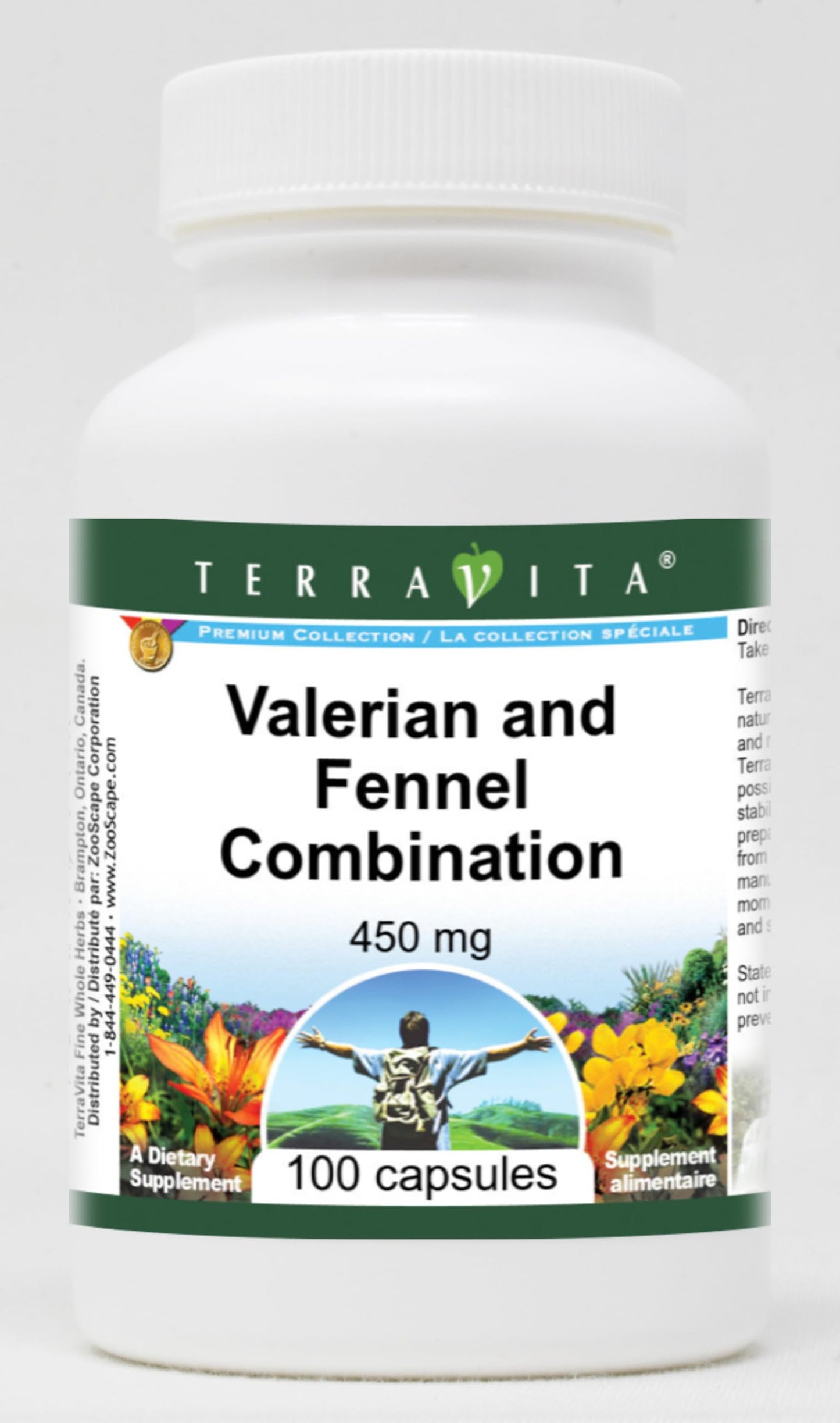 Terravita Valerian and Fennel Combination 450 mg Capsules, 100 Count