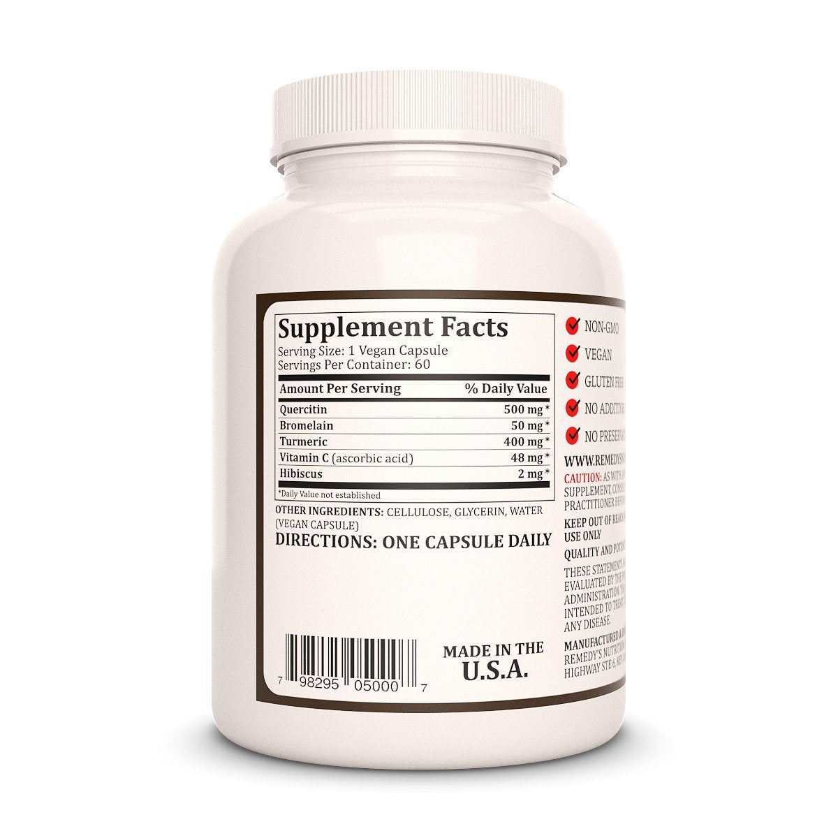 Remedy’s Nutrition Quercetin Bromelain Capsules, 60 Count