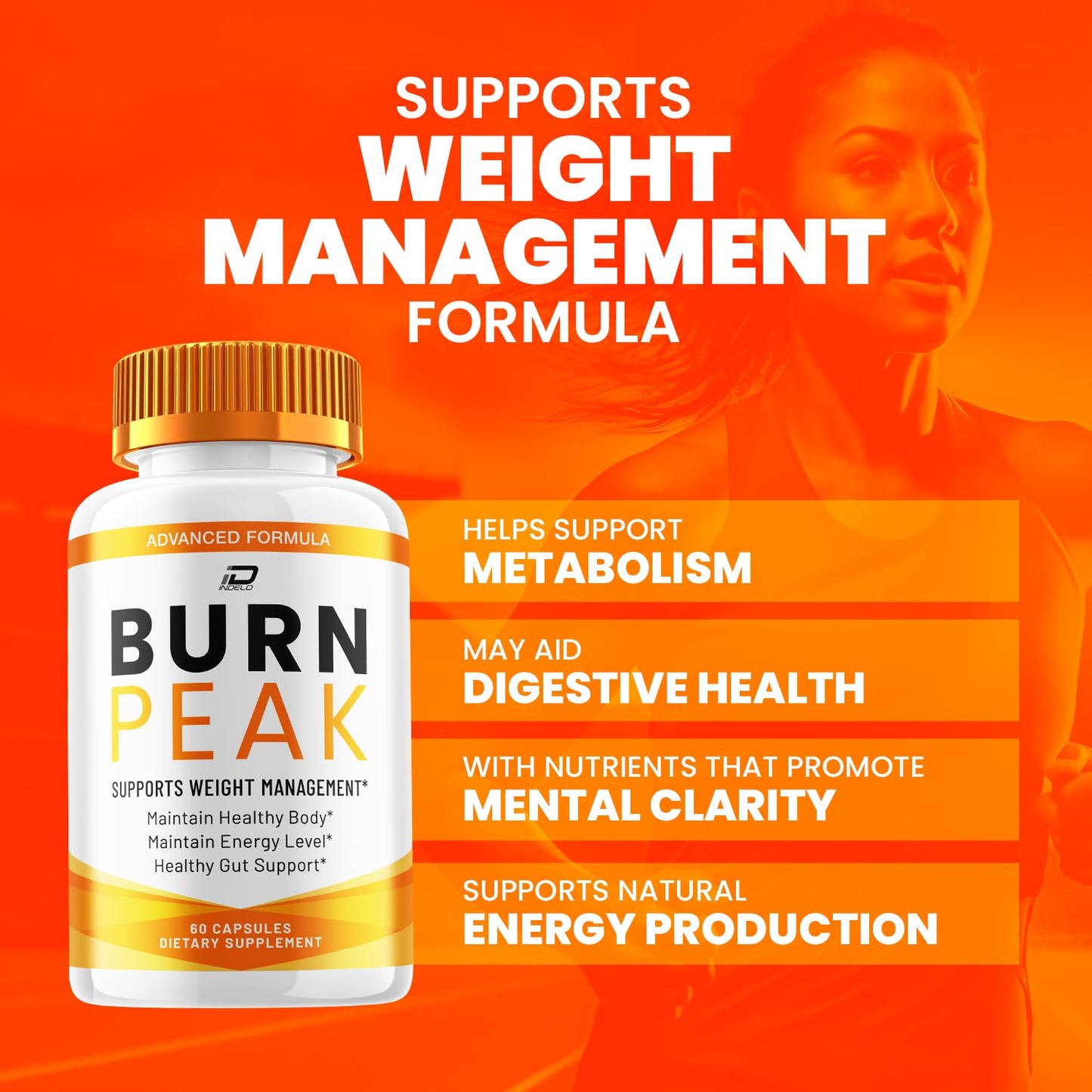 Indelo Burn Peak BurnPeak Natural Blend Advanced Formula 800MG Dietary Supplement Capsules 180