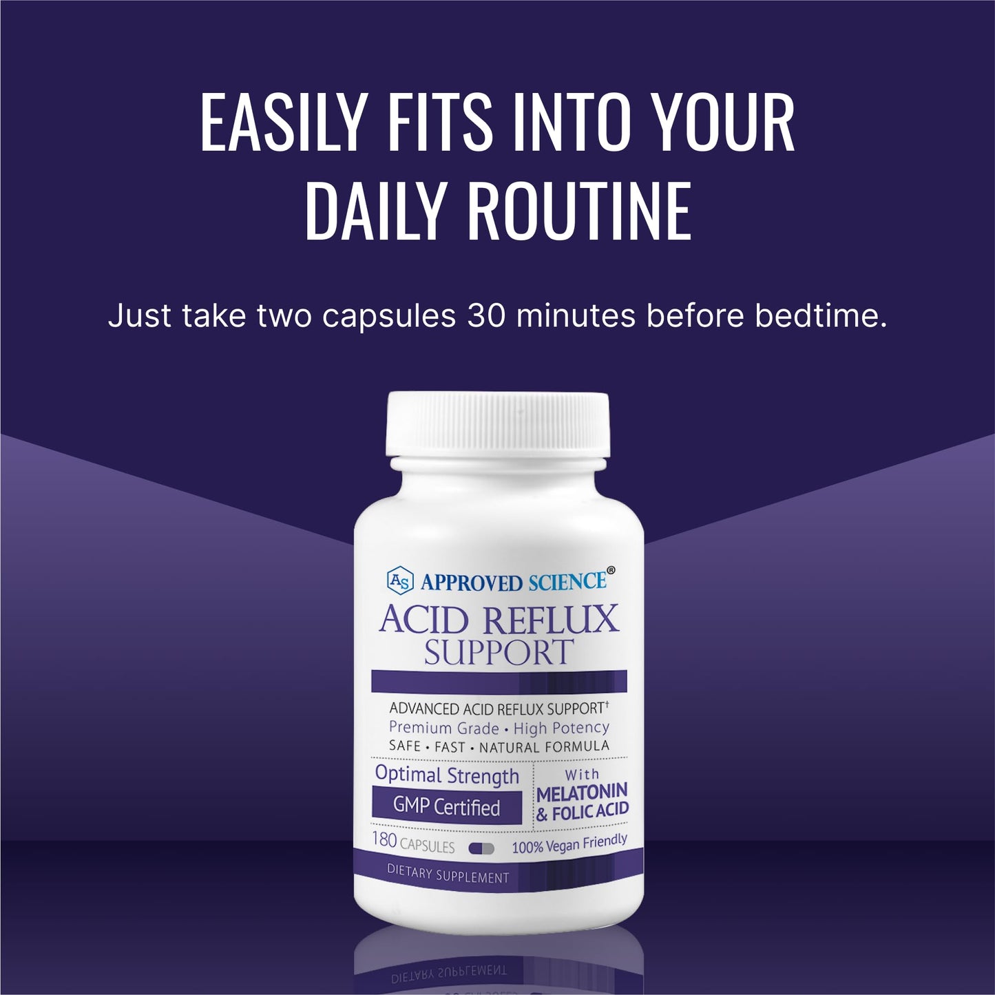 Approved Science Acid Reflux Support with Melatonin, Marshmallow Root, L-Taurine 180 Capsules