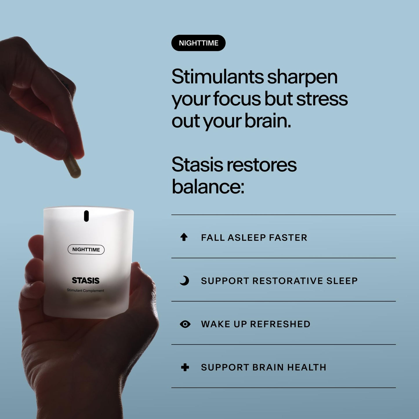 STASIS Nighttime Supplement Complete Kit with Magnesium, Melatonin, Zinc & Botanical Extracts, Evening Routine Support Capsules for Bedtime Use, Non-GMO, Vegan, 50 Capsules