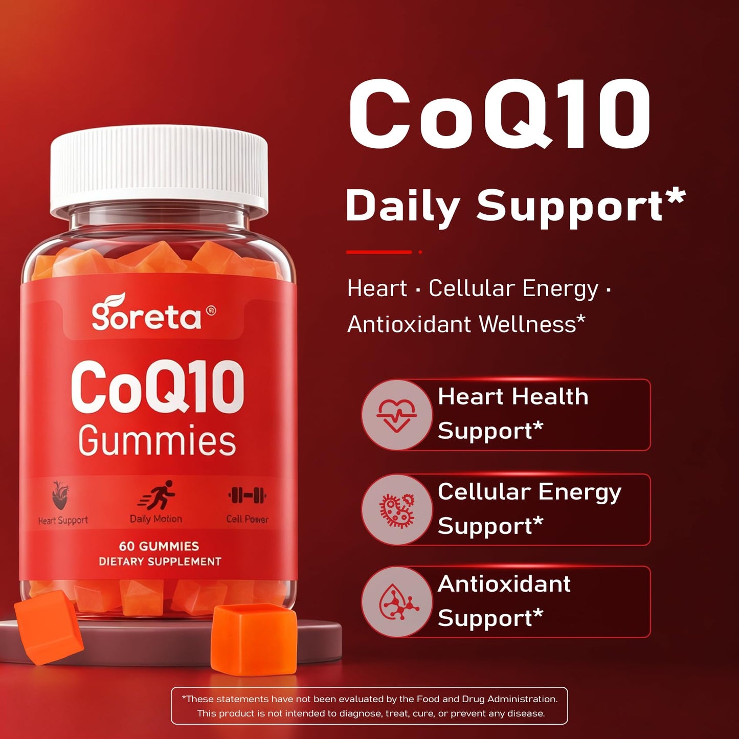 Goreta Sugar-Free CoQ10 Gummies, 60 Count