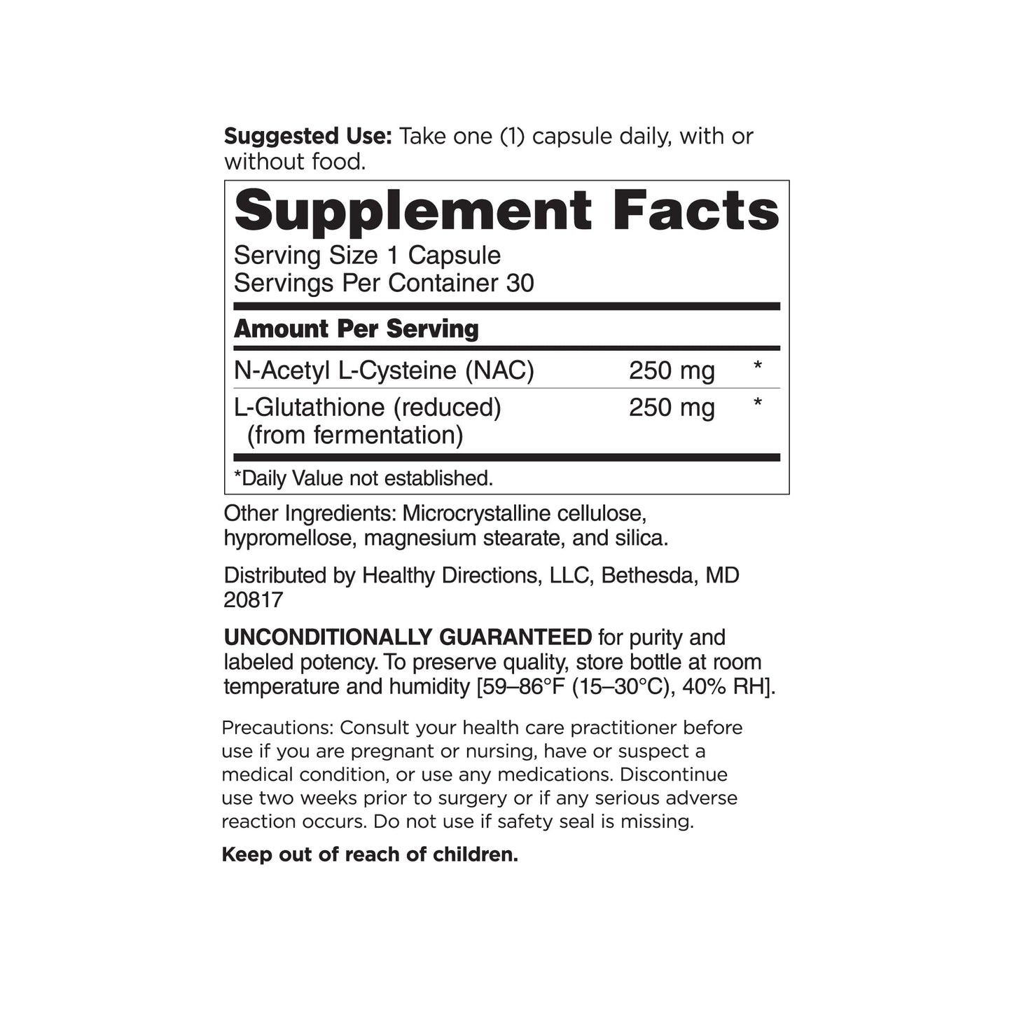 DOCTORS' PREFERRED N-Acetyl L-Cysteine (NAC) + Glutathione Capsule, 30 Count
