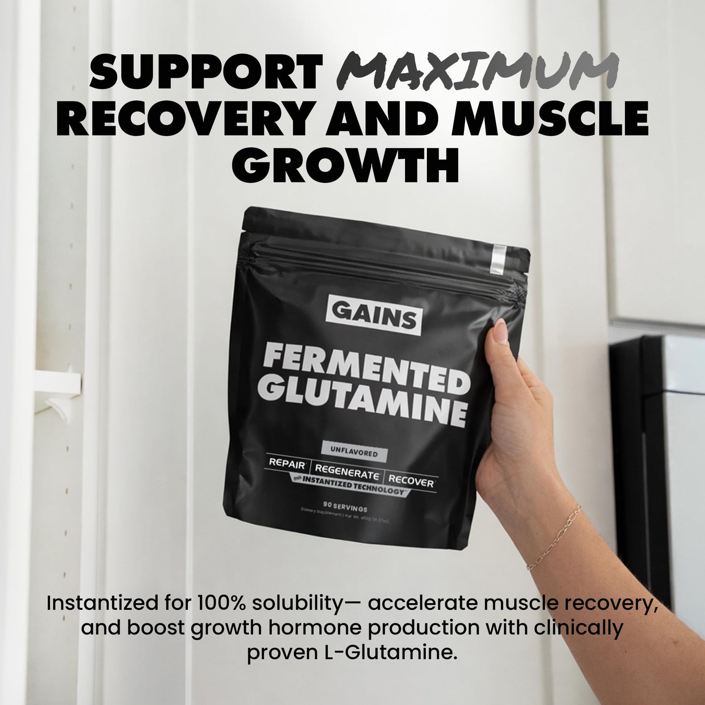 GAINS IN BULK L-Glutamine Powder 1.1 Pound