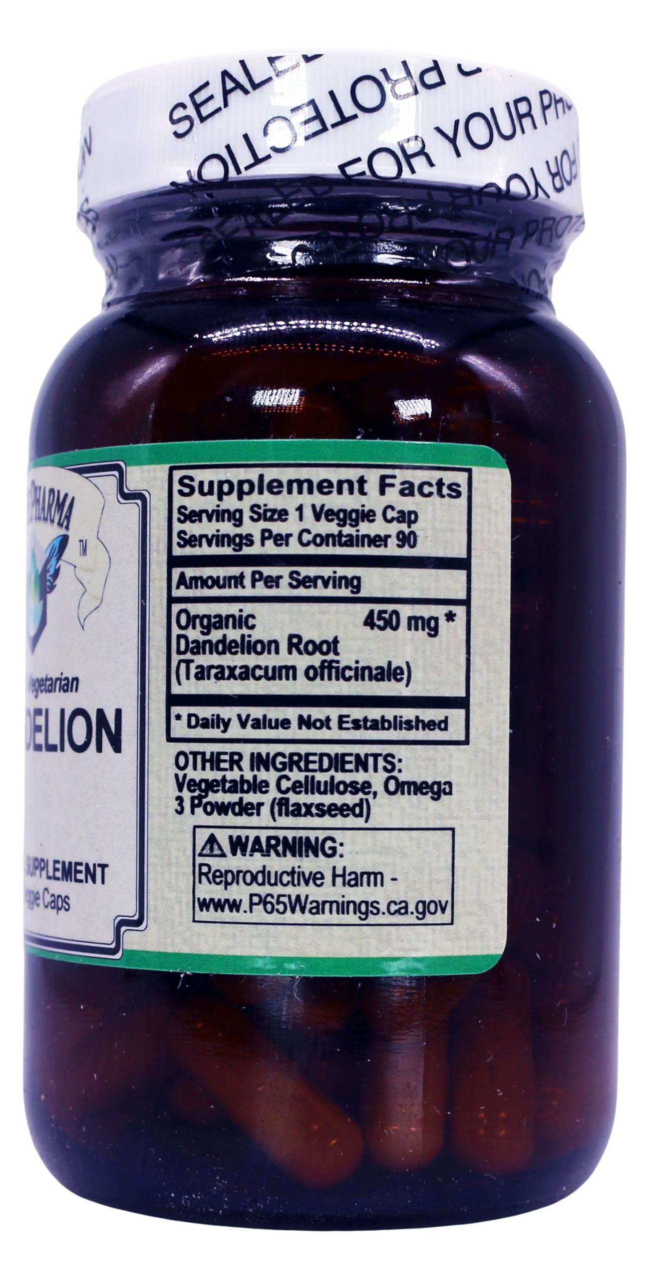 AlchePharma Organic Dandelion Root 450 mg Capsule, 90 Count