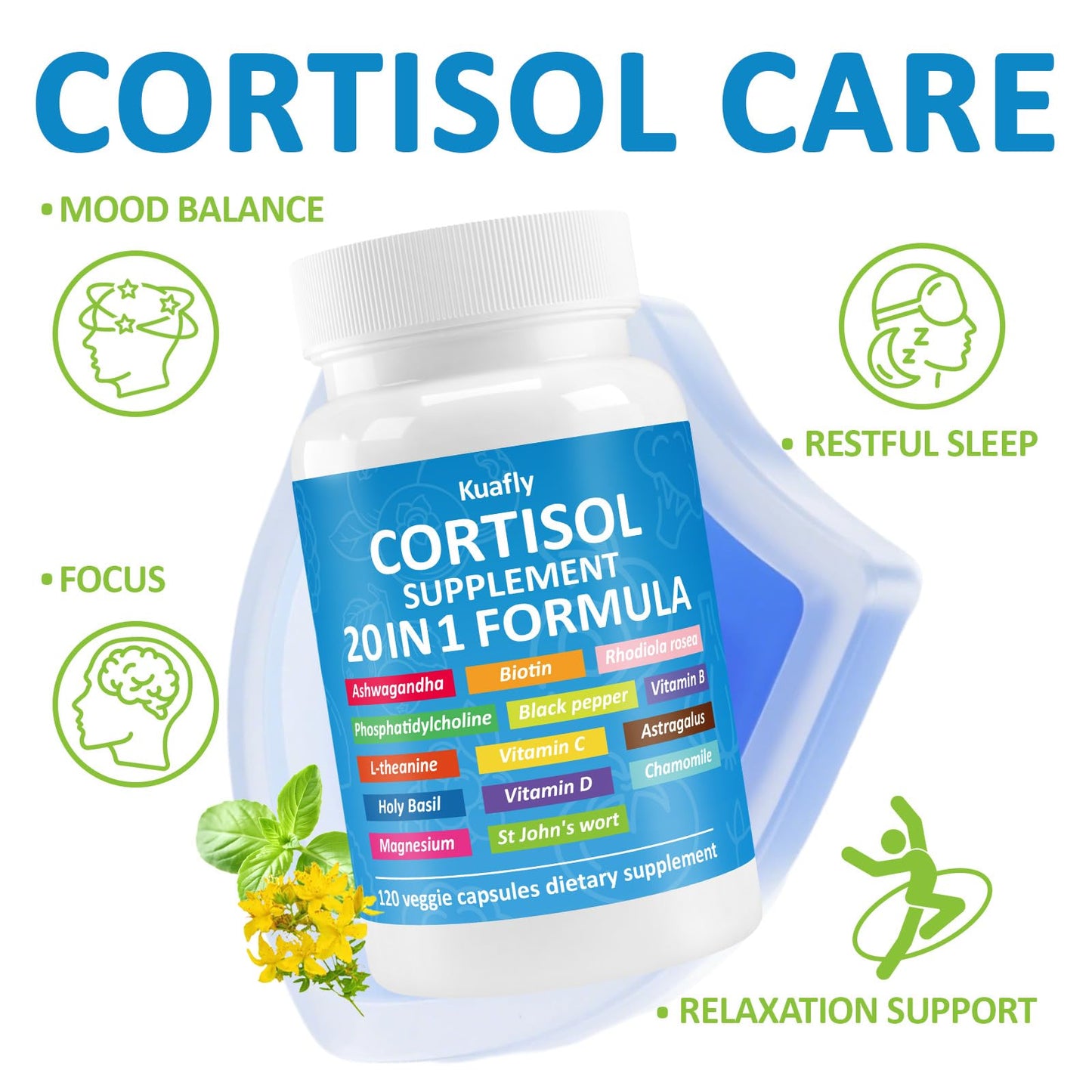 KUAFLY Cortisol Supplements for Women & Men Capsules 240
