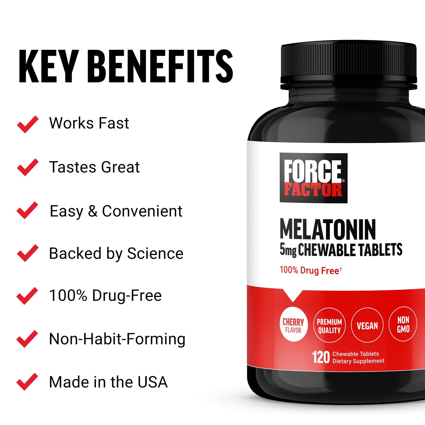 Force Factor Chewable Melatonin 5mg 120 Tablets