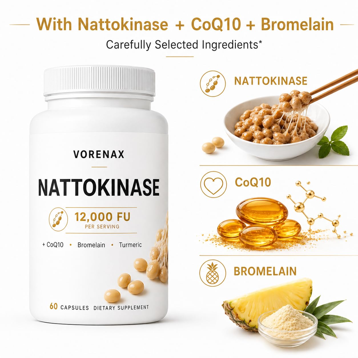 Pwkvsn VORENAX Nattokinase Capsules 60 Count