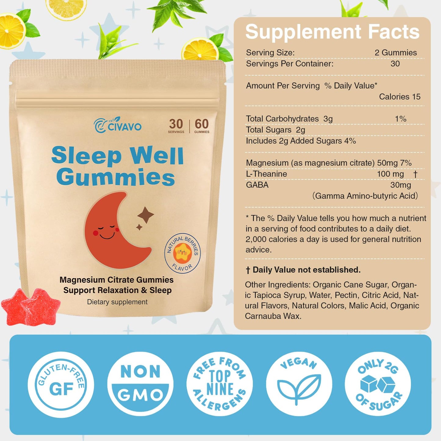 Civavo Kids Magnesium Citrate Gummies, 60 Count