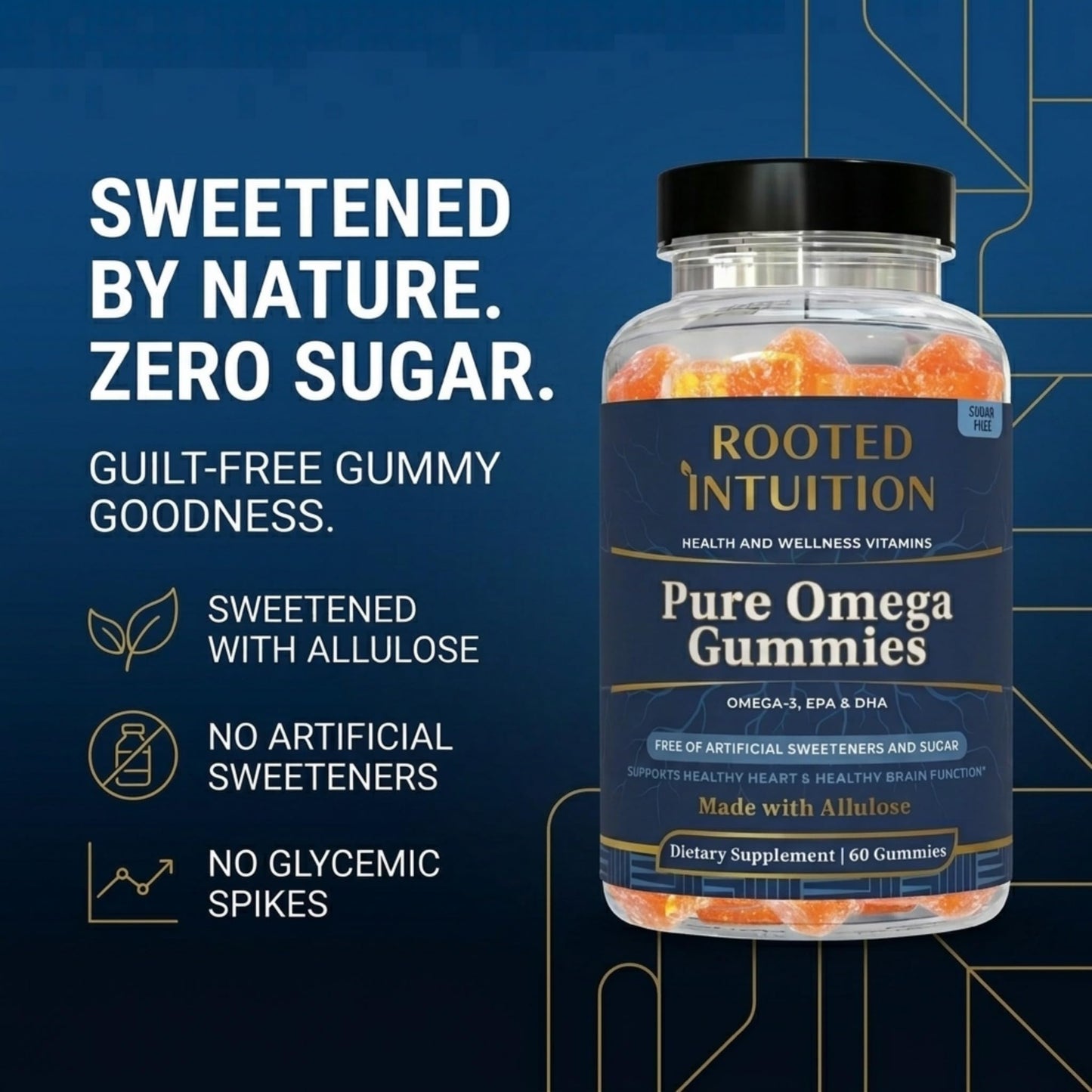 Rooted Intuition Fish Oil Omega-3 Gummies, 60 Count